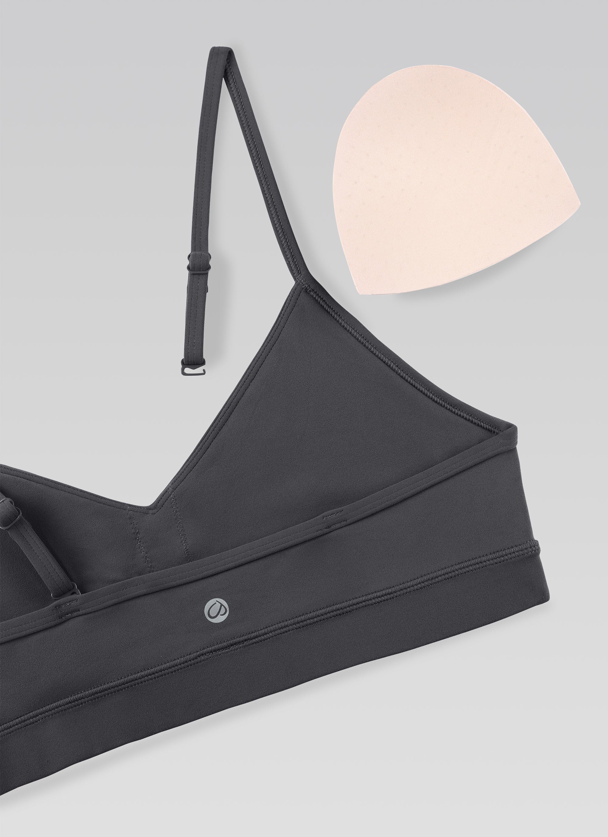 CRZ YOGA Damen Butterluxe V-Ausschnitt Verstellbar Spaghetti Sport BH Mysteriöses Grau