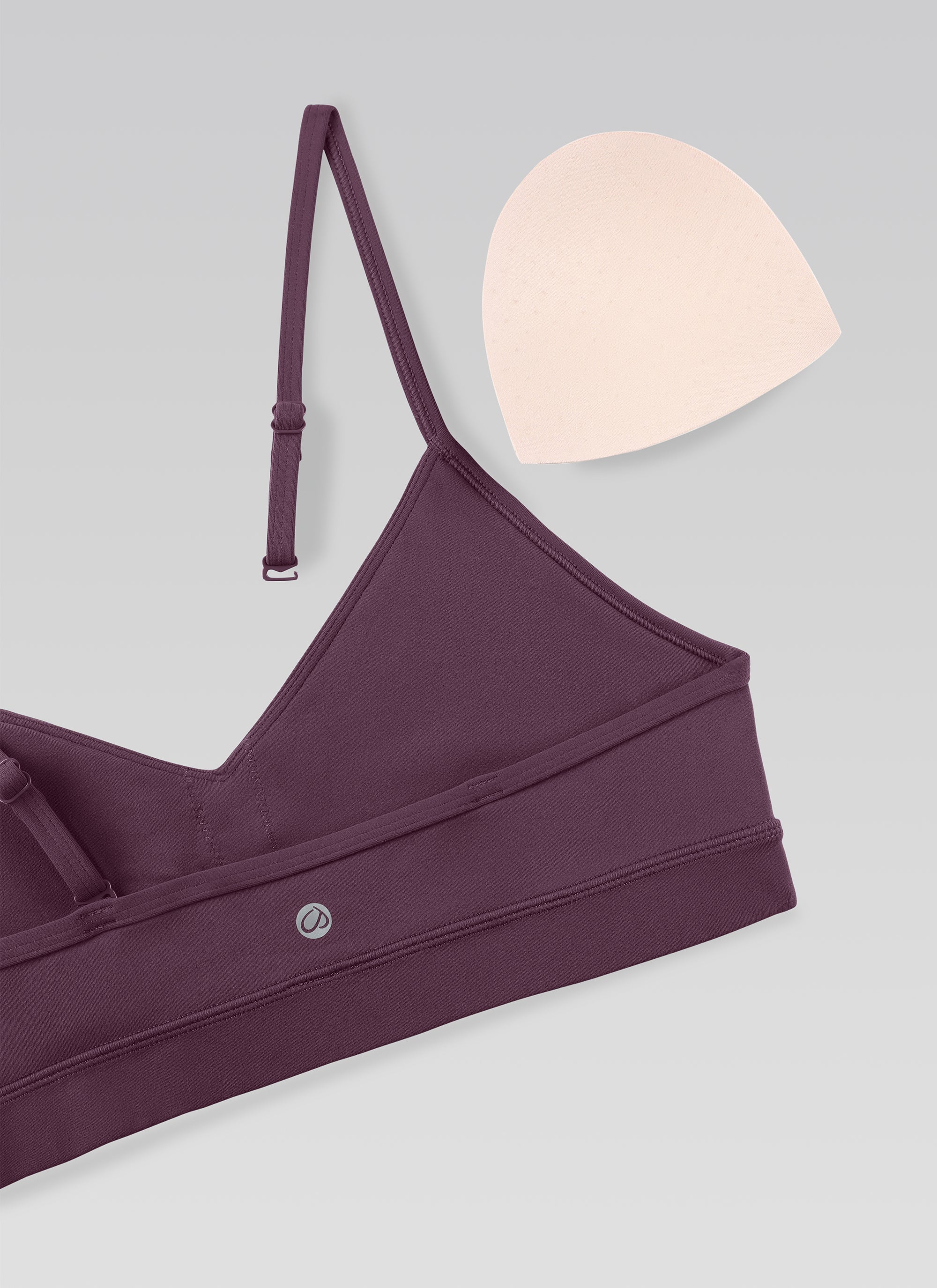 CRZ YOGA Damen Butterluxe V-Ausschnitt Verstellbar Spaghetti Sport BH Traubendistel Violett