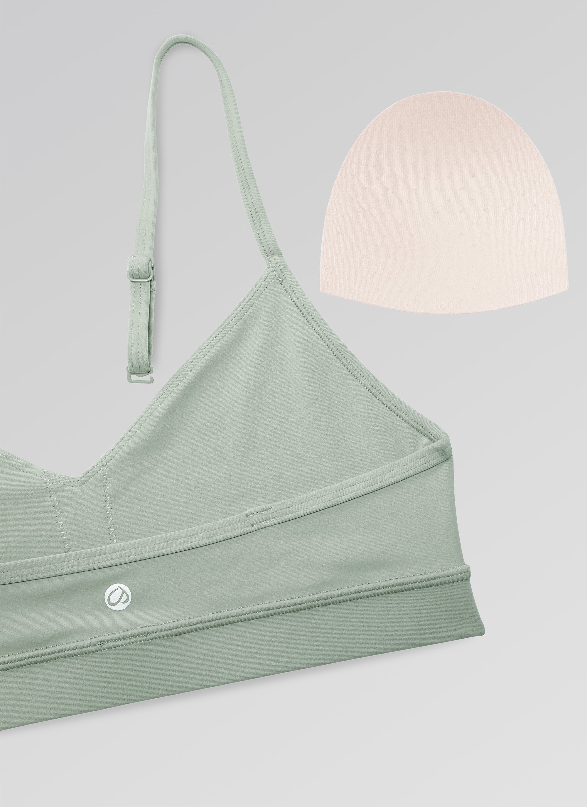 CRZ YOGA Damen Butterluxe V-Ausschnitt Verstellbar Spaghetti Sport BH Grüner Palmenhof