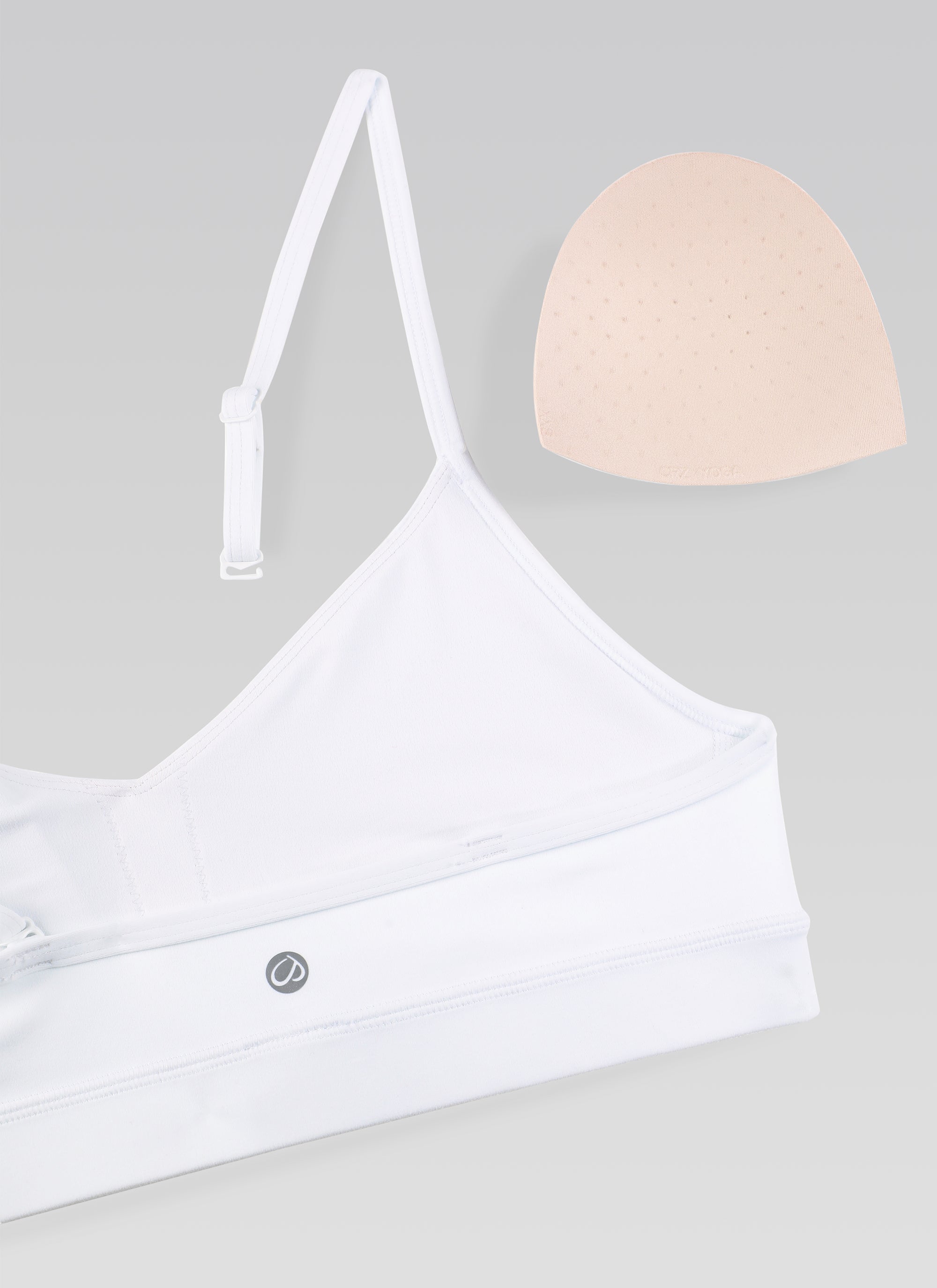 CRZ YOGA Damen Butterluxe V-Ausschnitt Verstellbar Spaghetti Sport BH Weiss