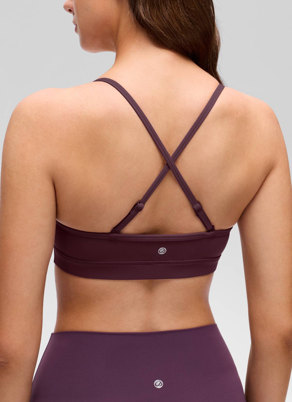 CRZ YOGA Damen Butterluxe V-Ausschnitt Verstellbar Spaghetti Sport BH Reife Pflaume