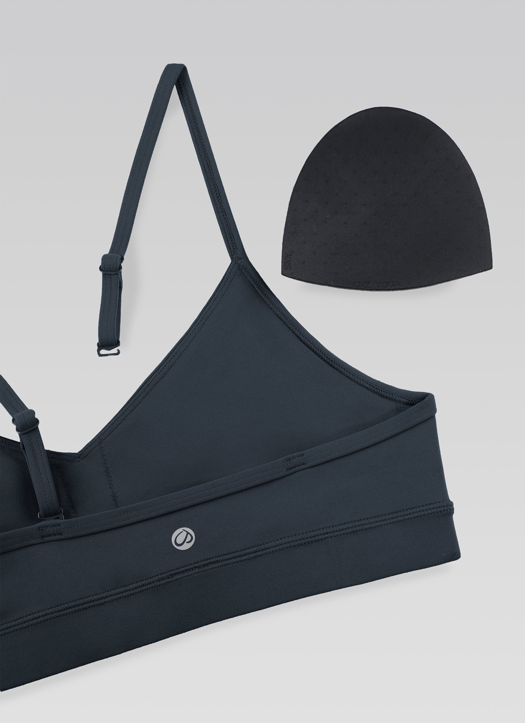 CRZ YOGA Damen Butterluxe V-Ausschnitt Verstellbar Spaghetti Sport BH Echte Marine