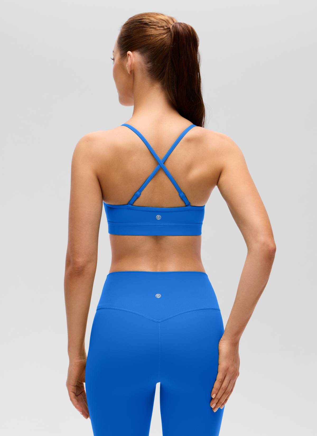 CRZ YOGA Damen Butterluxe V-Ausschnitt Verstellbar Spaghetti Sport BH Funkelndes Blau