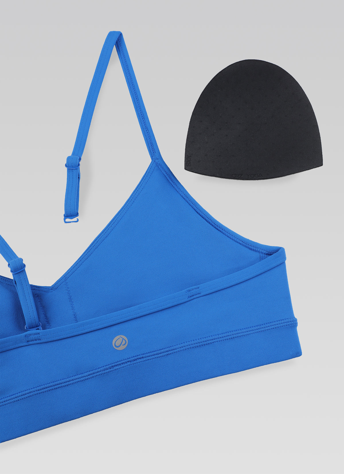CRZ YOGA Damen Butterluxe V-Ausschnitt Verstellbar Spaghetti Sport BH Funkelndes Blau @model_info:NEW