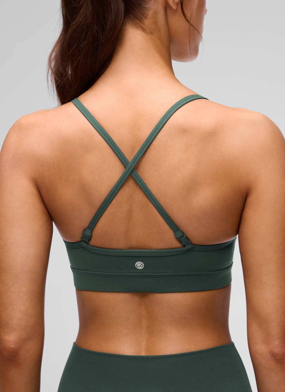 CRZ YOGA Damen Butterluxe V-Ausschnitt Verstellbar Spaghetti Sport BH Dunkles Waldgrün
