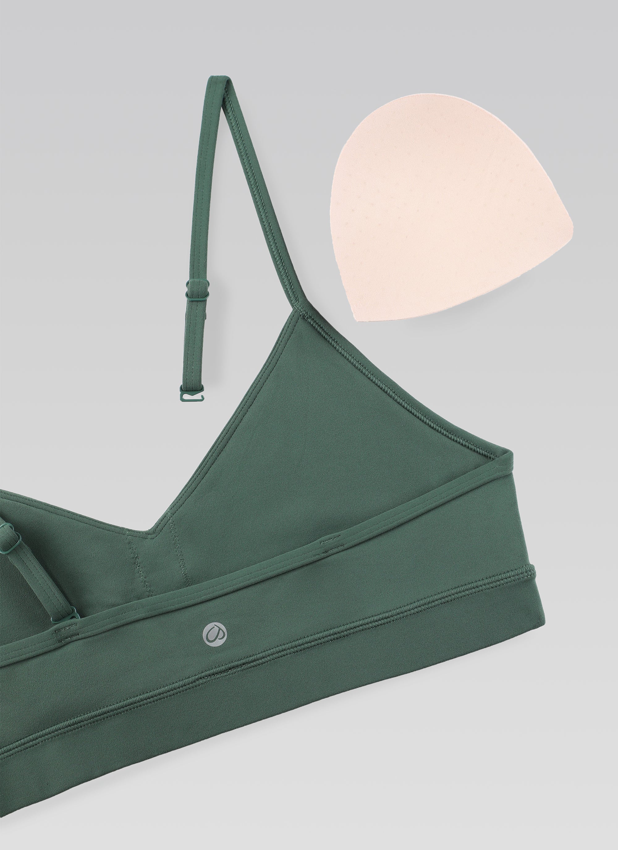CRZ YOGA Damen Butterluxe V-Ausschnitt Verstellbar Spaghetti Sport BH Dunkles Waldgrün