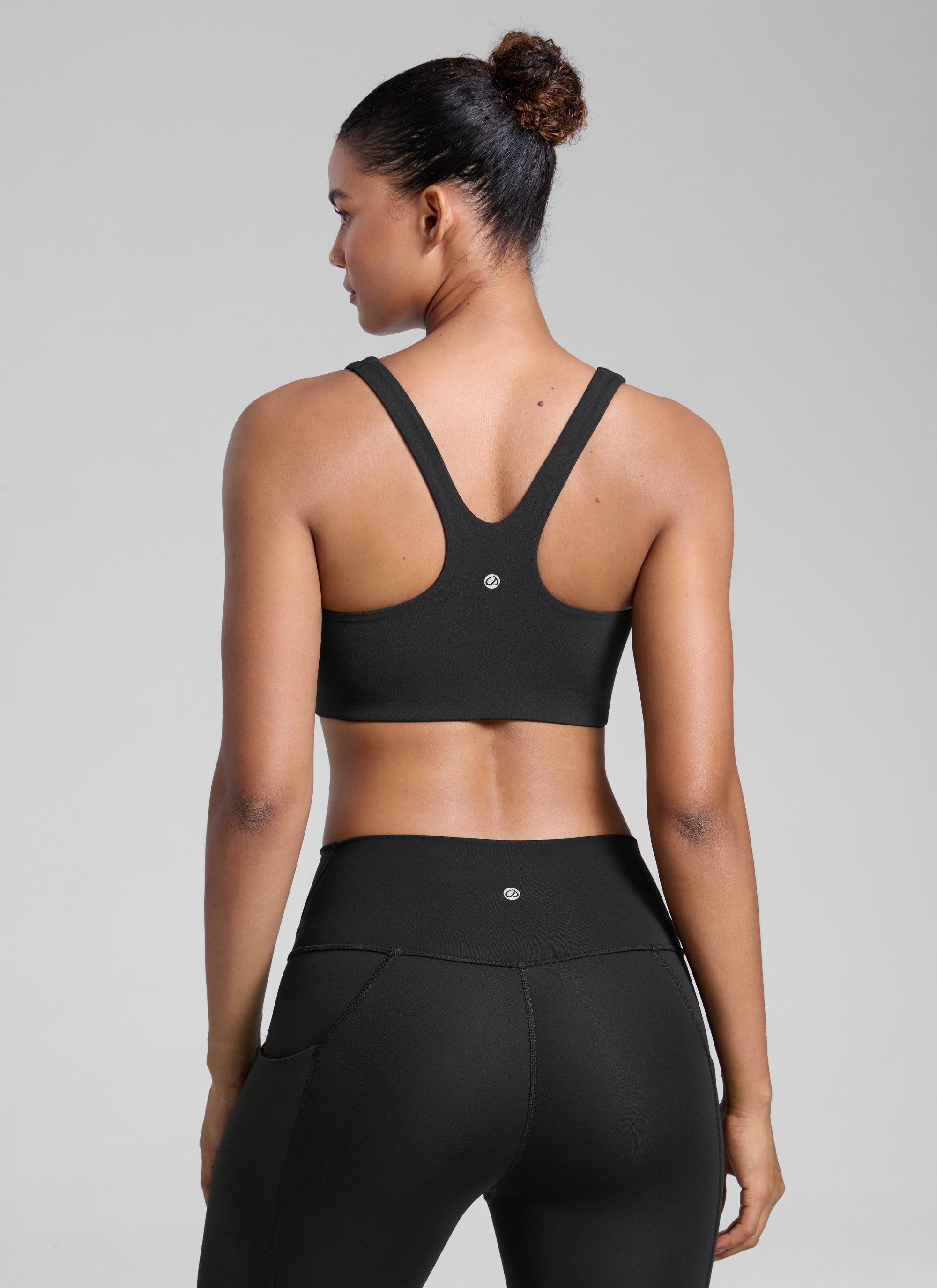 CRZ YOGA Damen Butterlift Doppellagiger BH mit quadratischem Ausschnitt Schwarz