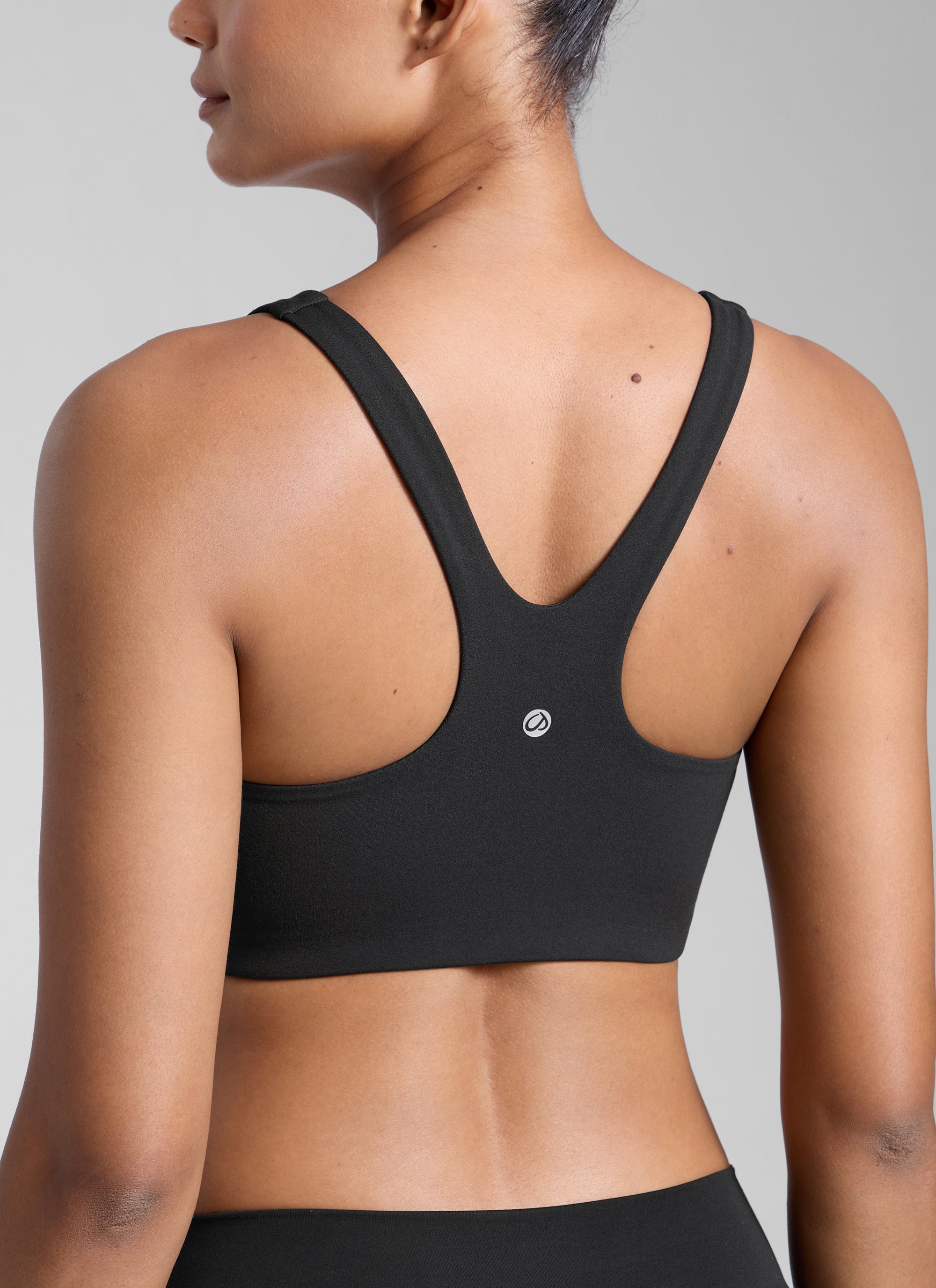 CRZ YOGA Damen Butterlift Doppellagiger BH mit quadratischem Ausschnitt Schwarz