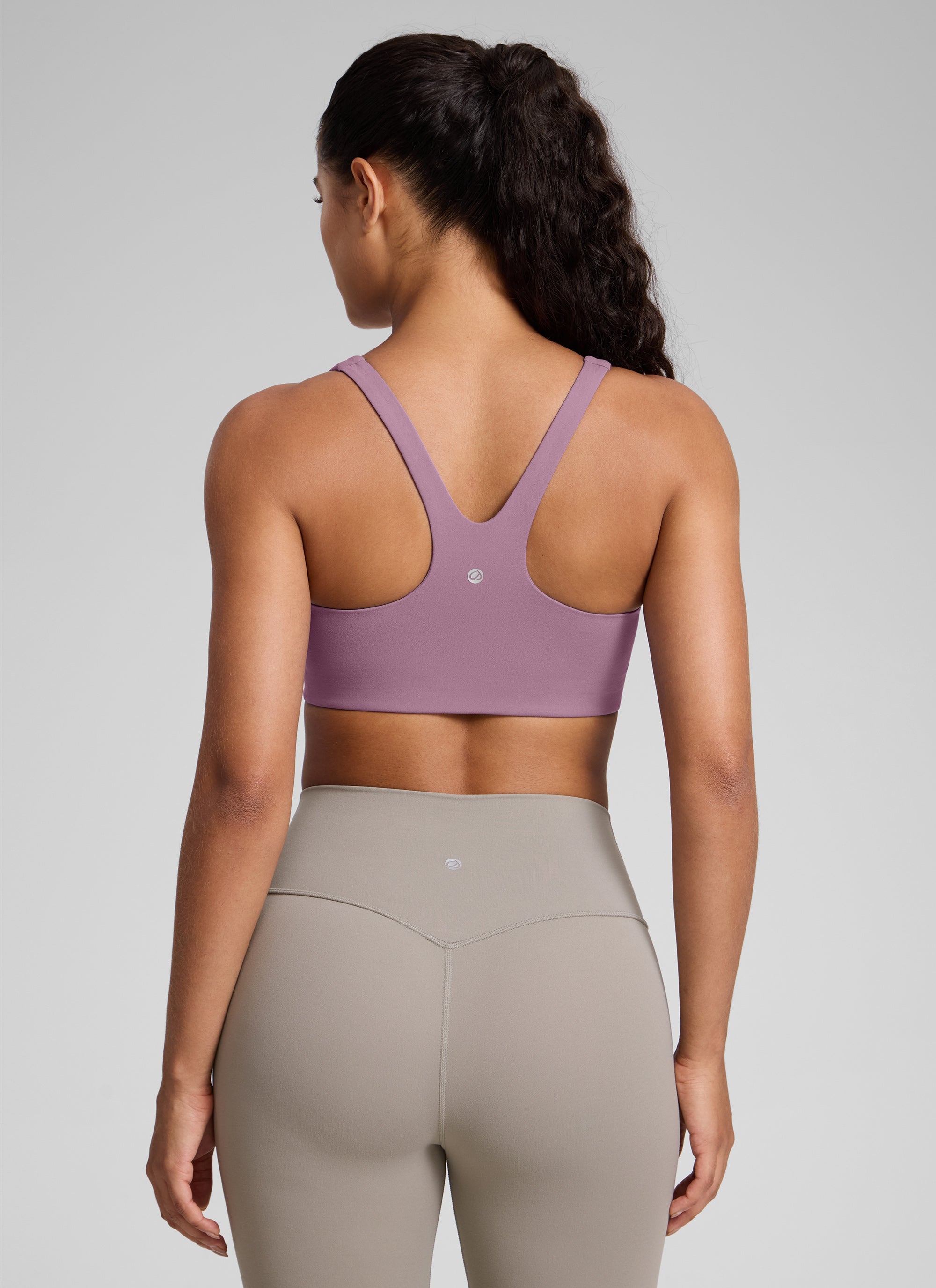 CRZ YOGA Damen Butterlift Doppellagiger BH mit quadratischem Ausschnitt Lavendel Hell