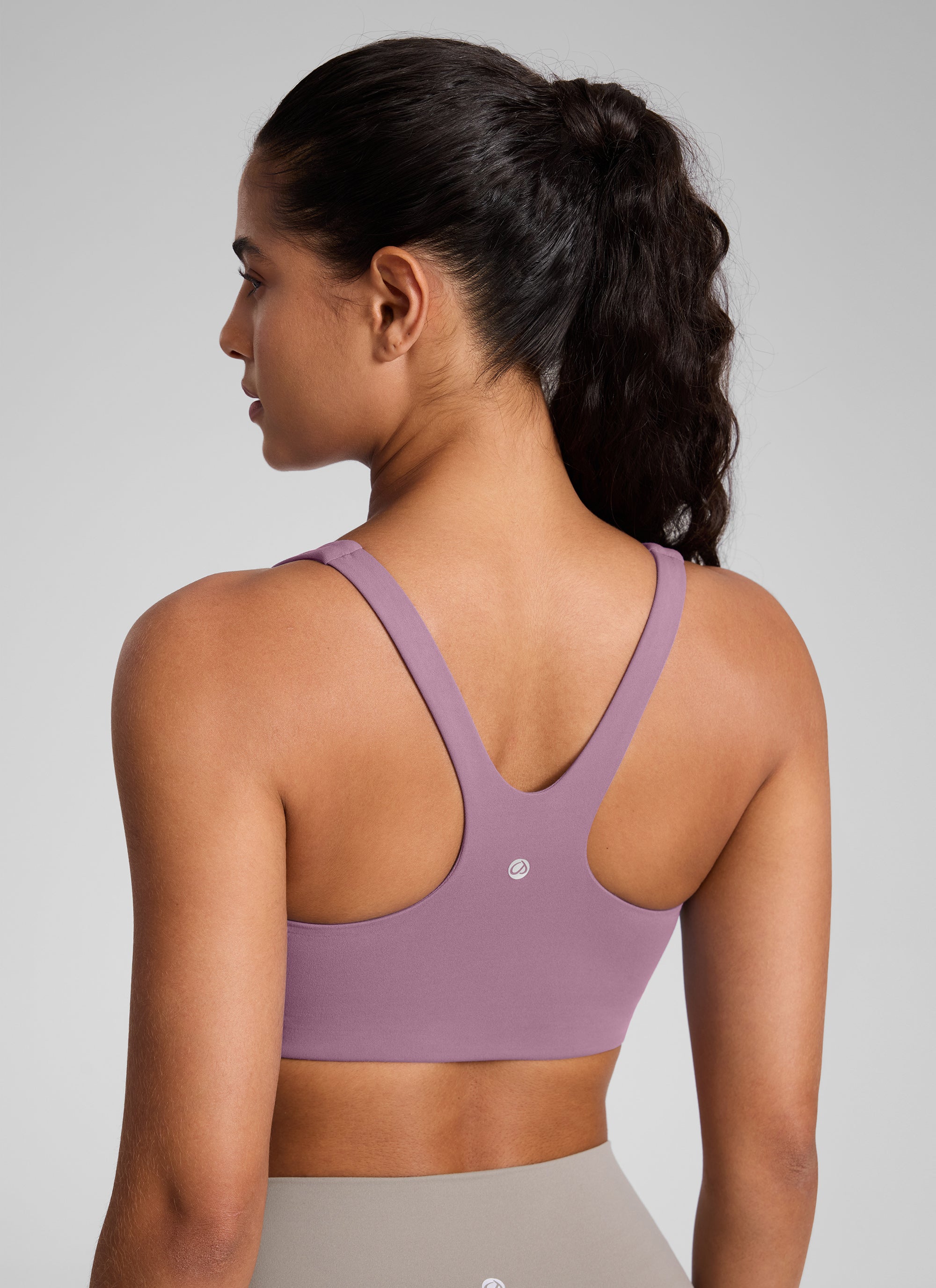 CRZ YOGA Damen Butterlift Doppellagiger BH mit quadratischem Ausschnitt Lavendel Hell