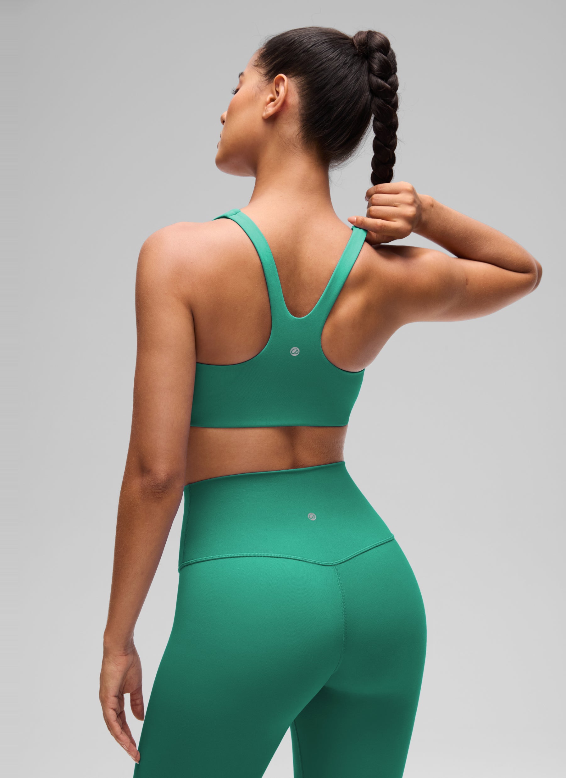 CRZ YOGA Damen Butterlift Doppellagiger BH mit quadratischem Ausschnitt Cascadia Grün @model_info:C