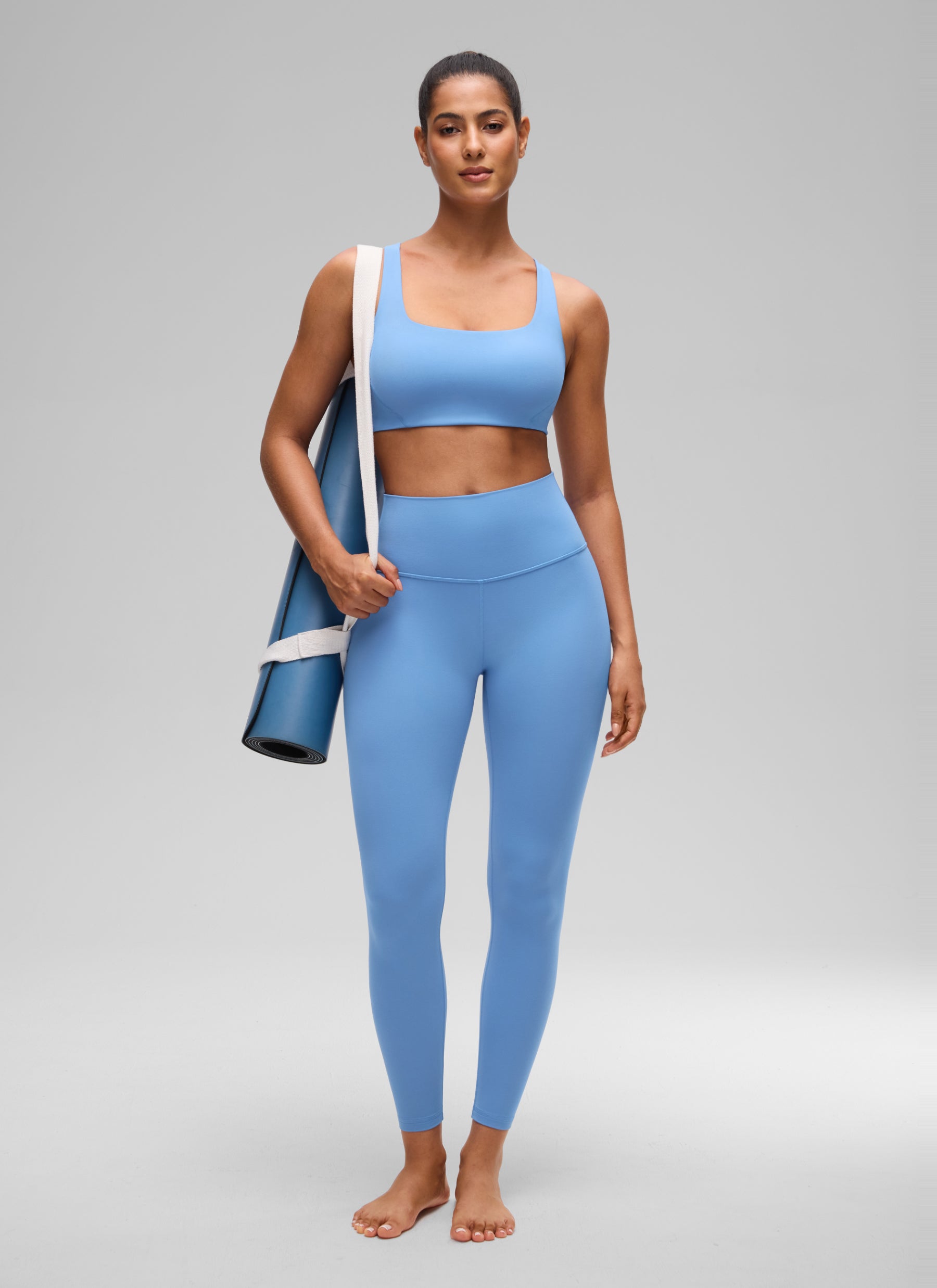 CRZ YOGA Damen Butterlift Doppellagiger BH mit quadratischem Ausschnitt Party Blau @model_info:C