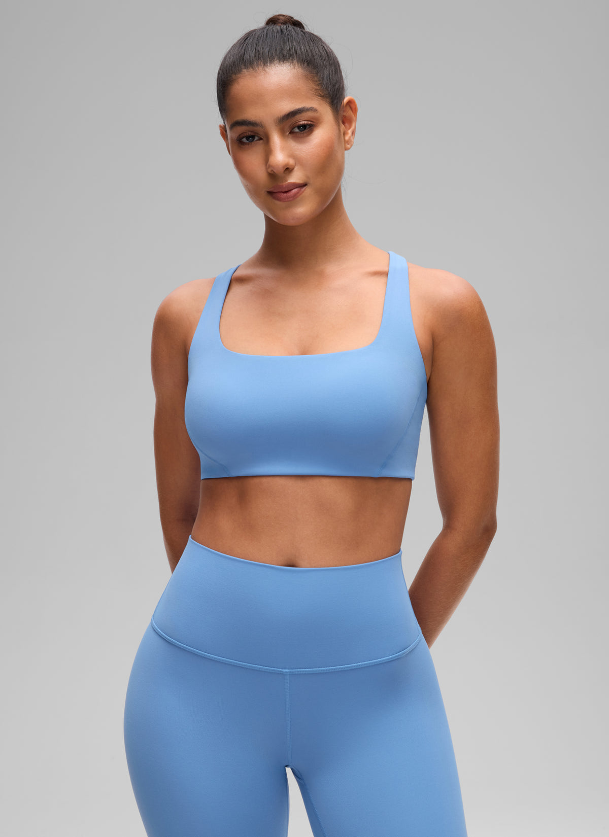 CRZ YOGA Damen Butterlift Doppellagiger BH mit quadratischem Ausschnitt Party Blau @model_info:C