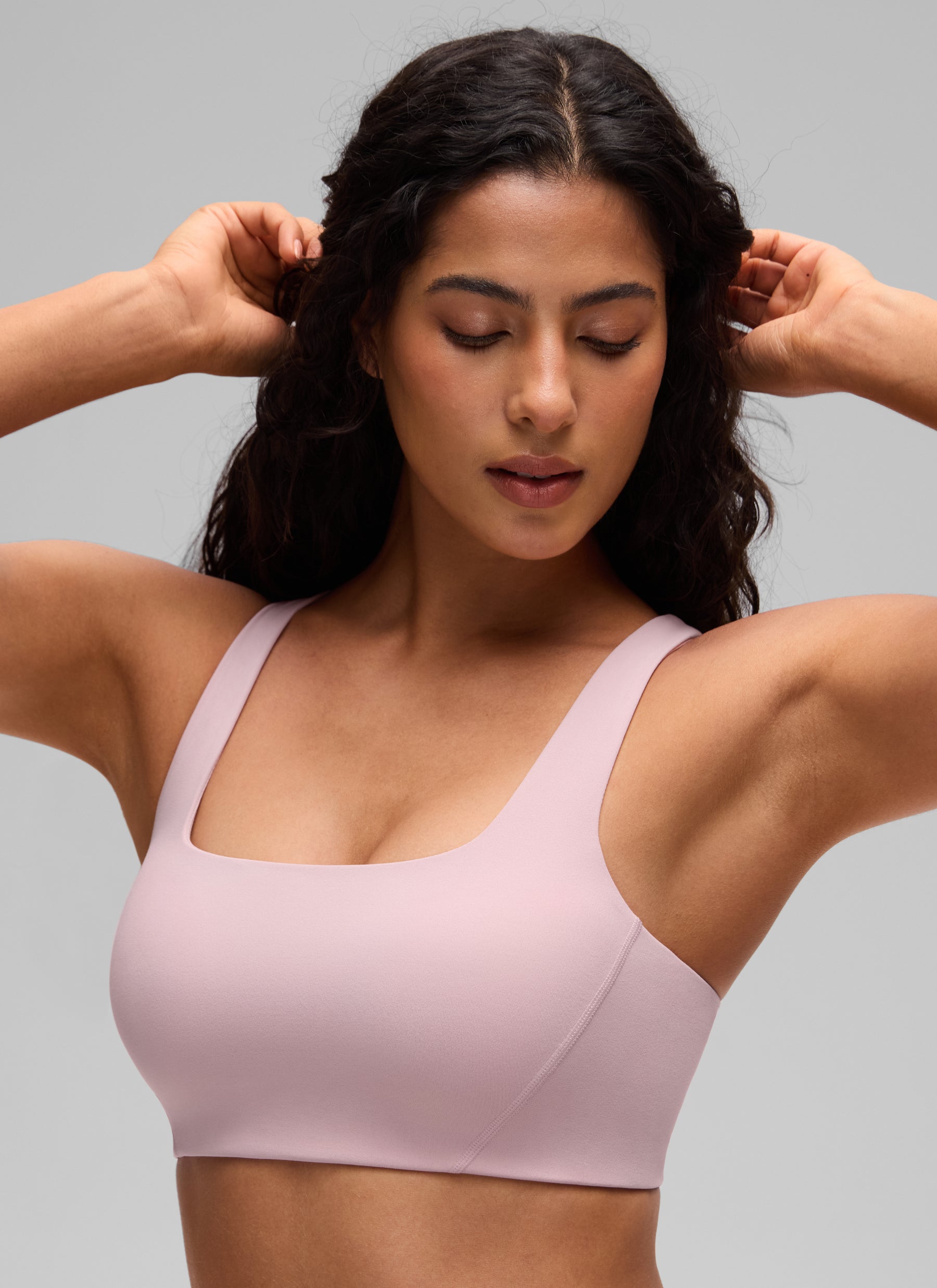CRZ YOGA Damen Butterlift Doppellagiger BH mit quadratischem Ausschnitt Rosa Haze @model_info:C