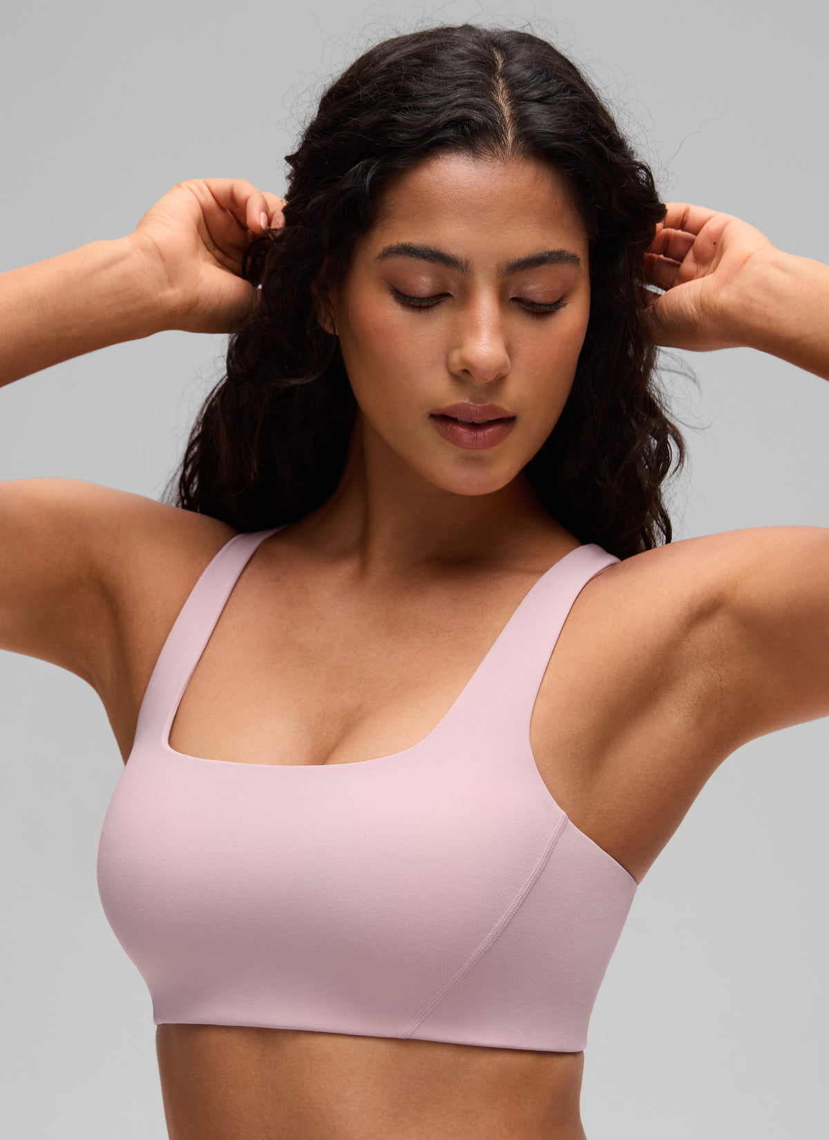 CRZ YOGA Damen Butterlift Doppellagiger BH mit quadratischem Ausschnitt Rosa Haze @model_info:C