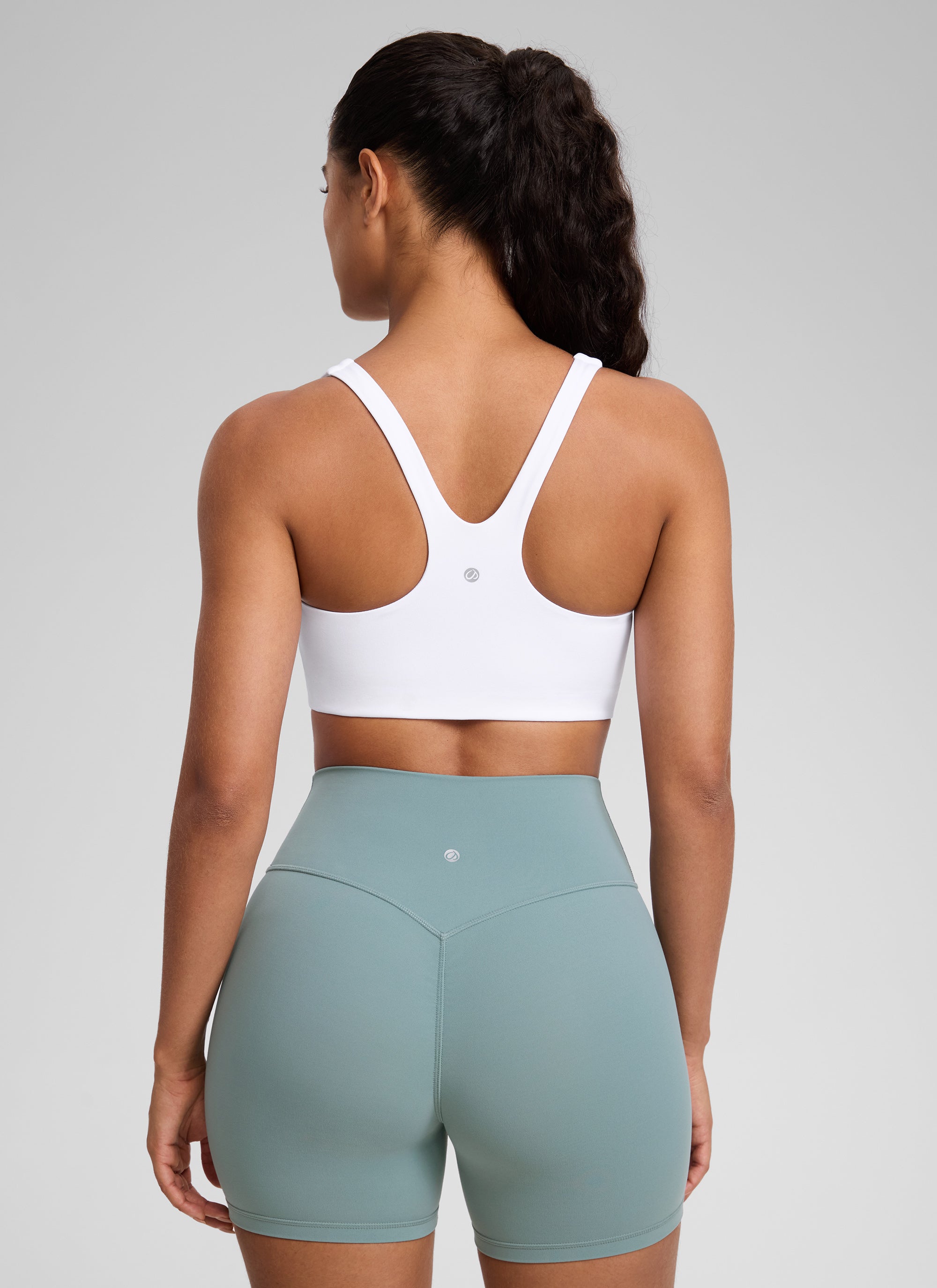 CRZ YOGA Damen Butterlift Doppellagiger BH mit quadratischem Ausschnitt Weiss