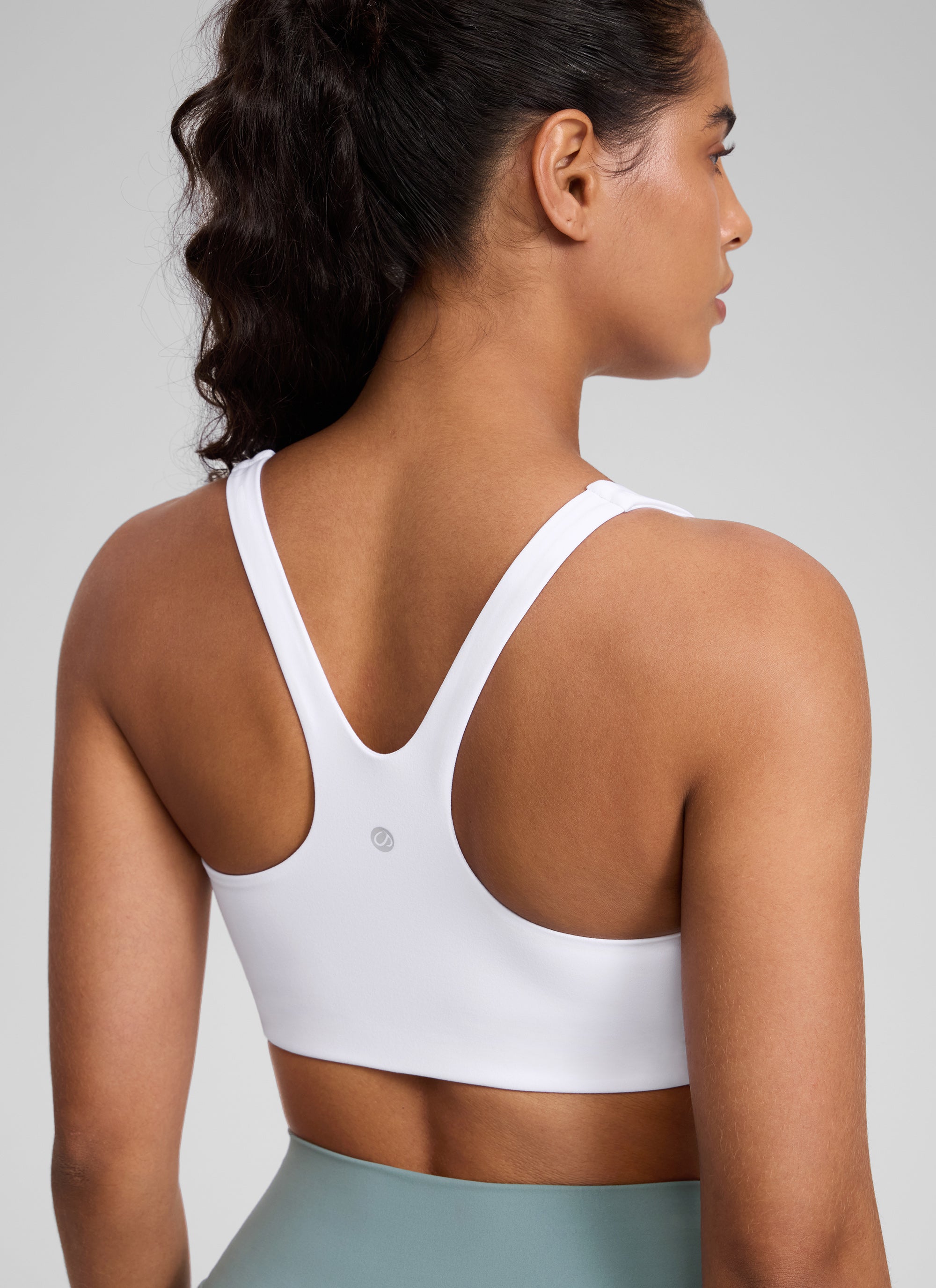 CRZ YOGA Damen Butterlift Doppellagiger BH mit quadratischem Ausschnitt Weiss