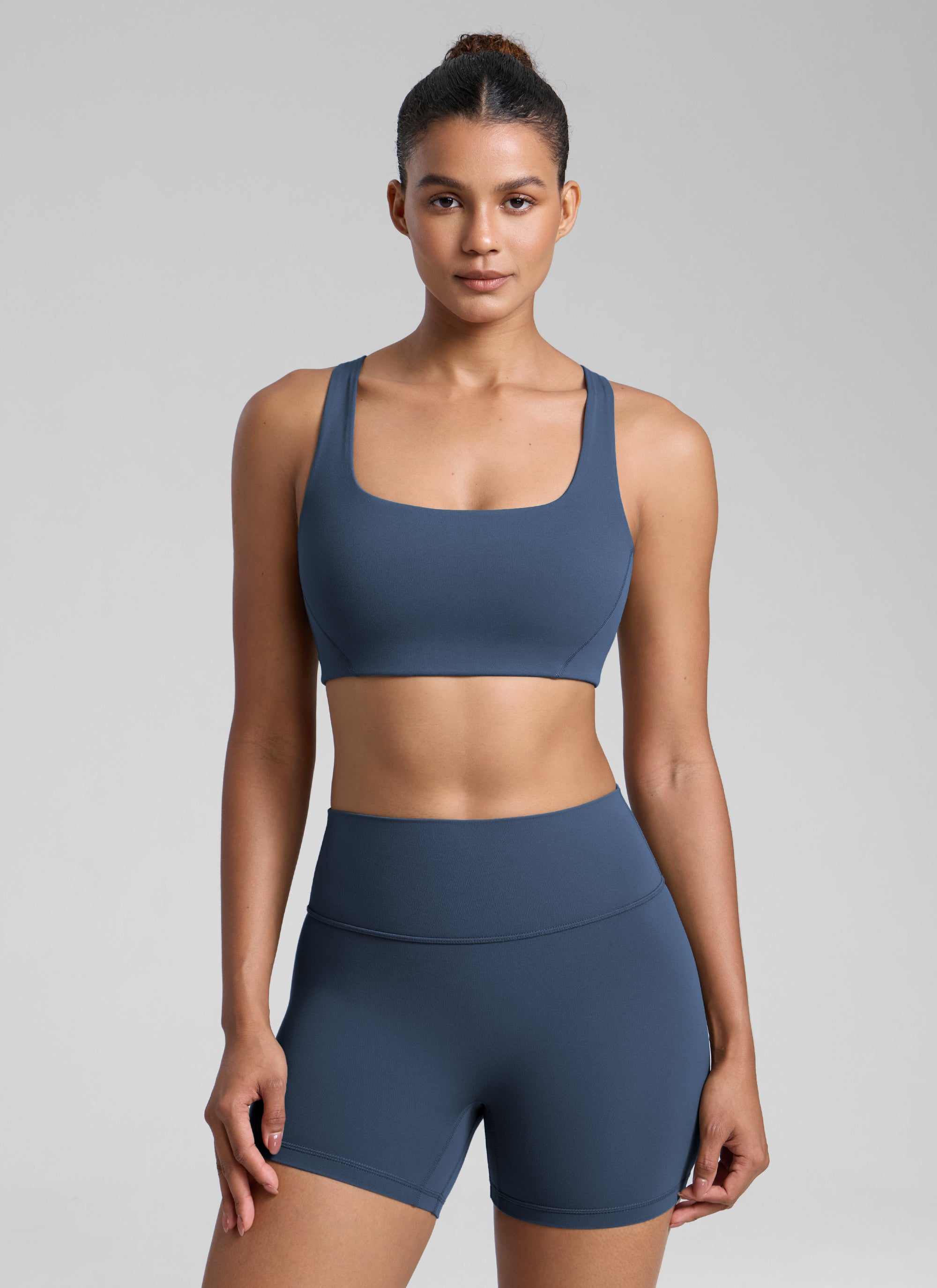 CRZ YOGA Damen Butterlift Doppellagiger BH mit quadratischem Ausschnitt Sternenlicht