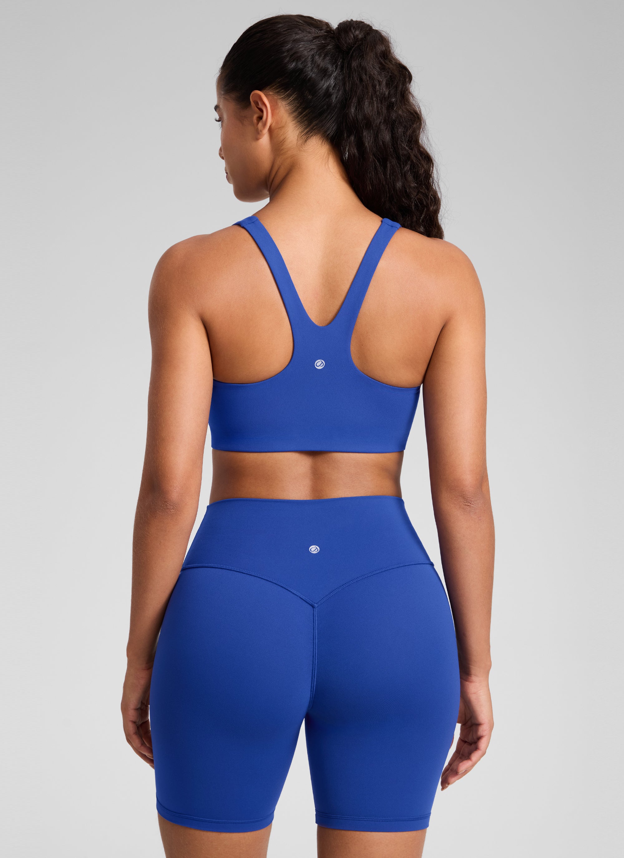 CRZ YOGA Damen Butterlift Doppellagiger BH mit quadratischem Ausschnitt Wellen Blau
