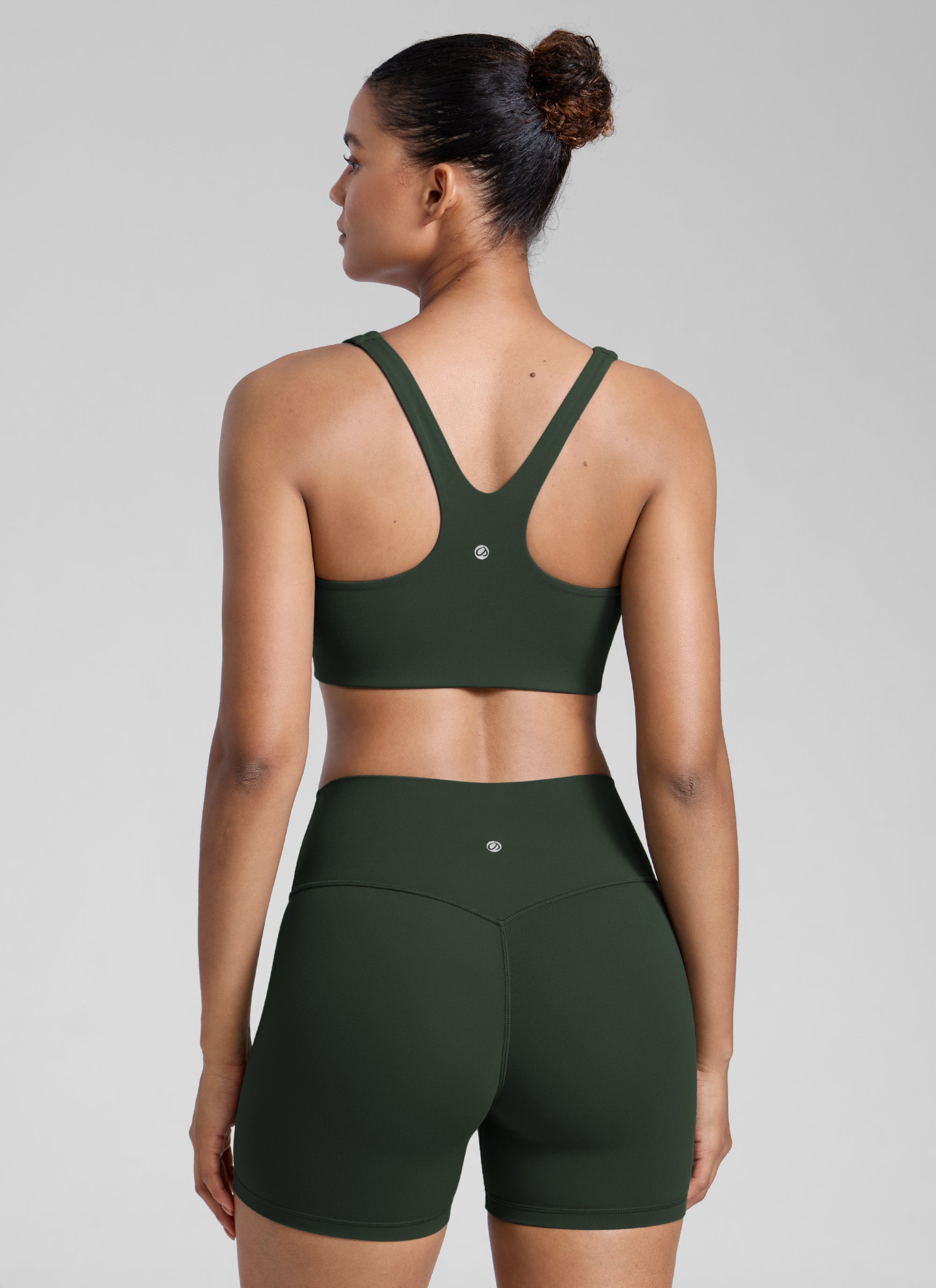 CRZ YOGA Damen Butterlift Doppellagiger BH mit quadratischem Ausschnitt Legende Grün