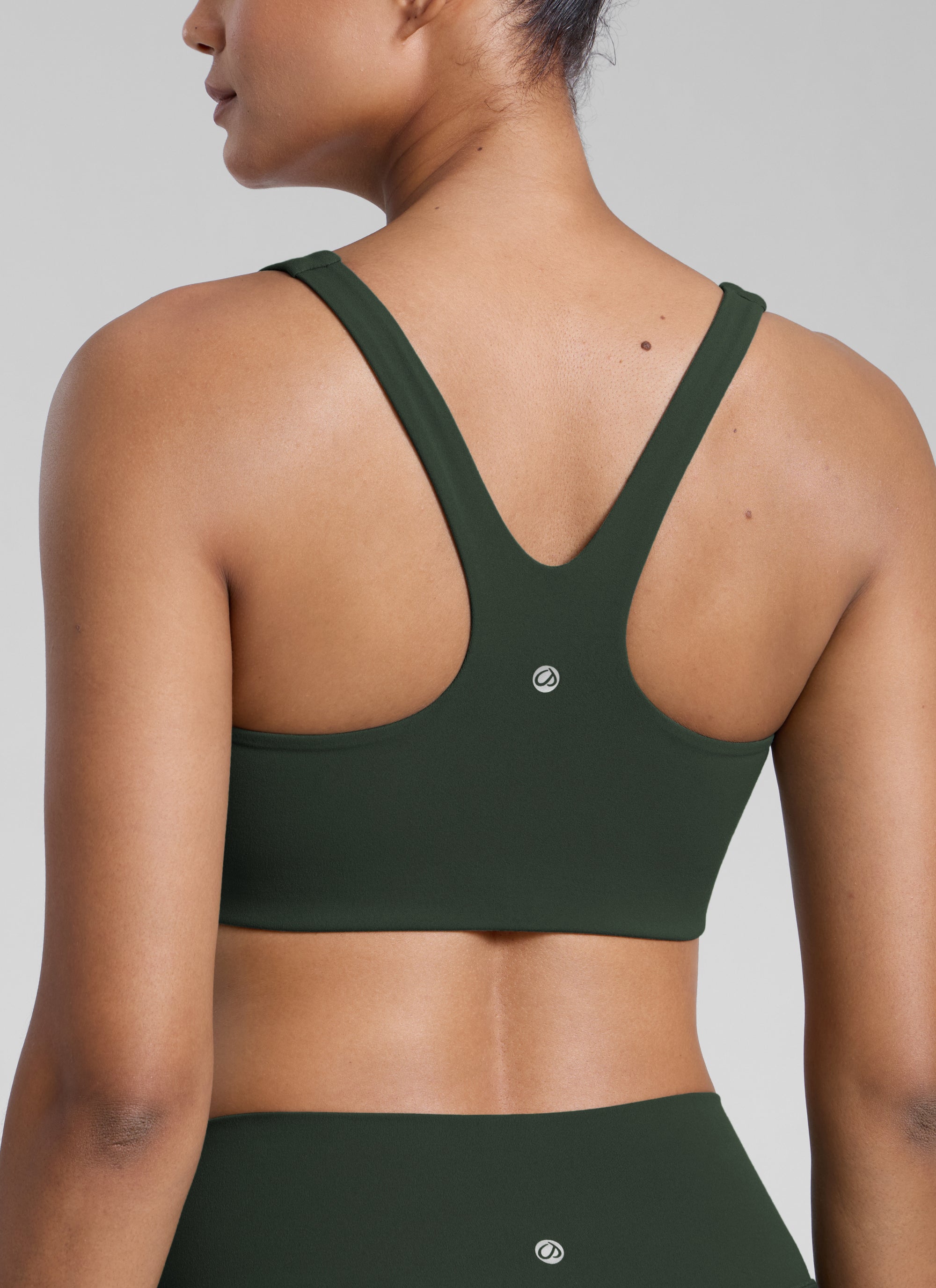 CRZ YOGA Damen Butterlift Doppellagiger BH mit quadratischem Ausschnitt Legende Grün