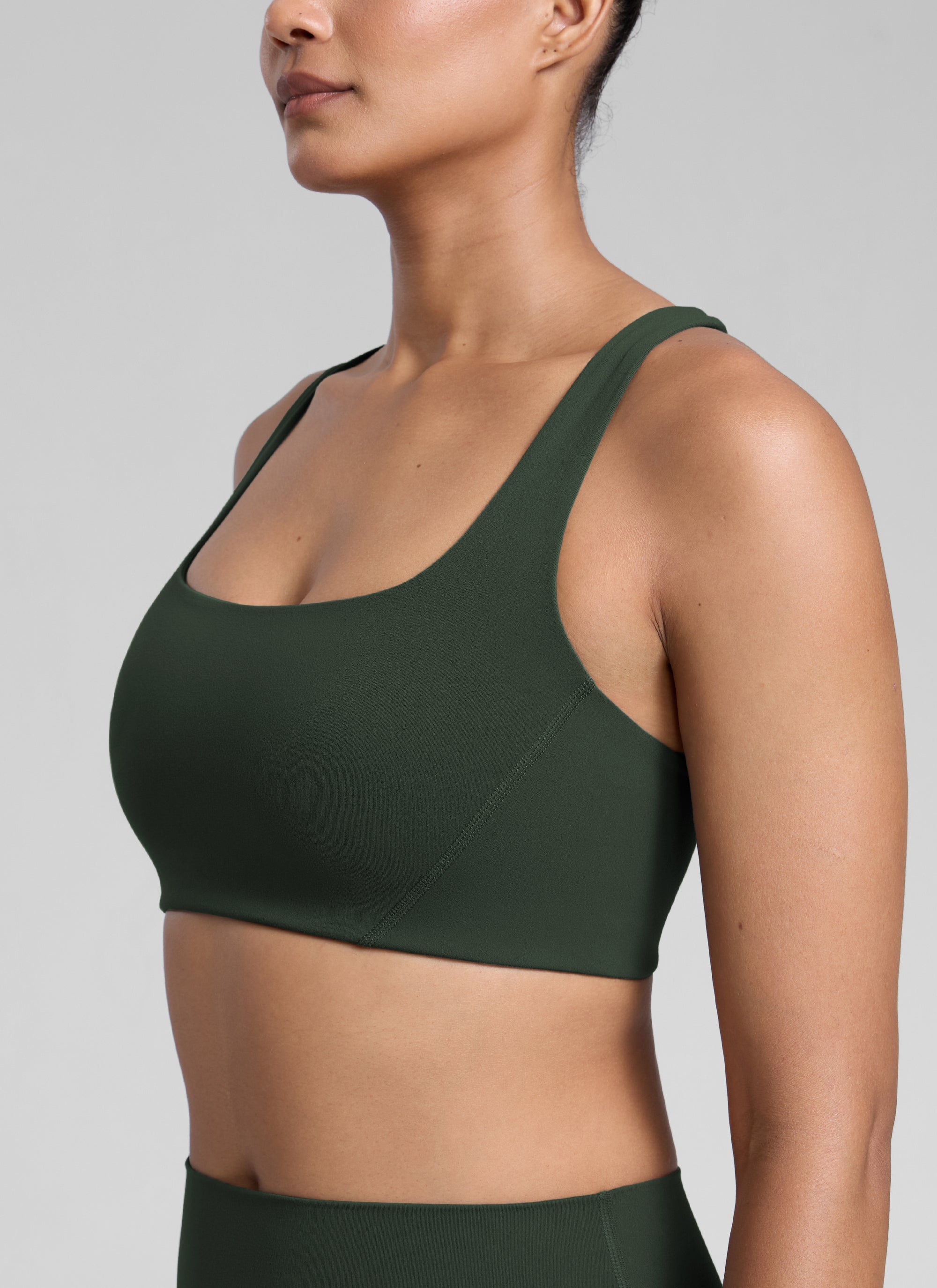 CRZ YOGA Damen Butterlift Doppellagiger BH mit quadratischem Ausschnitt Legende Grün