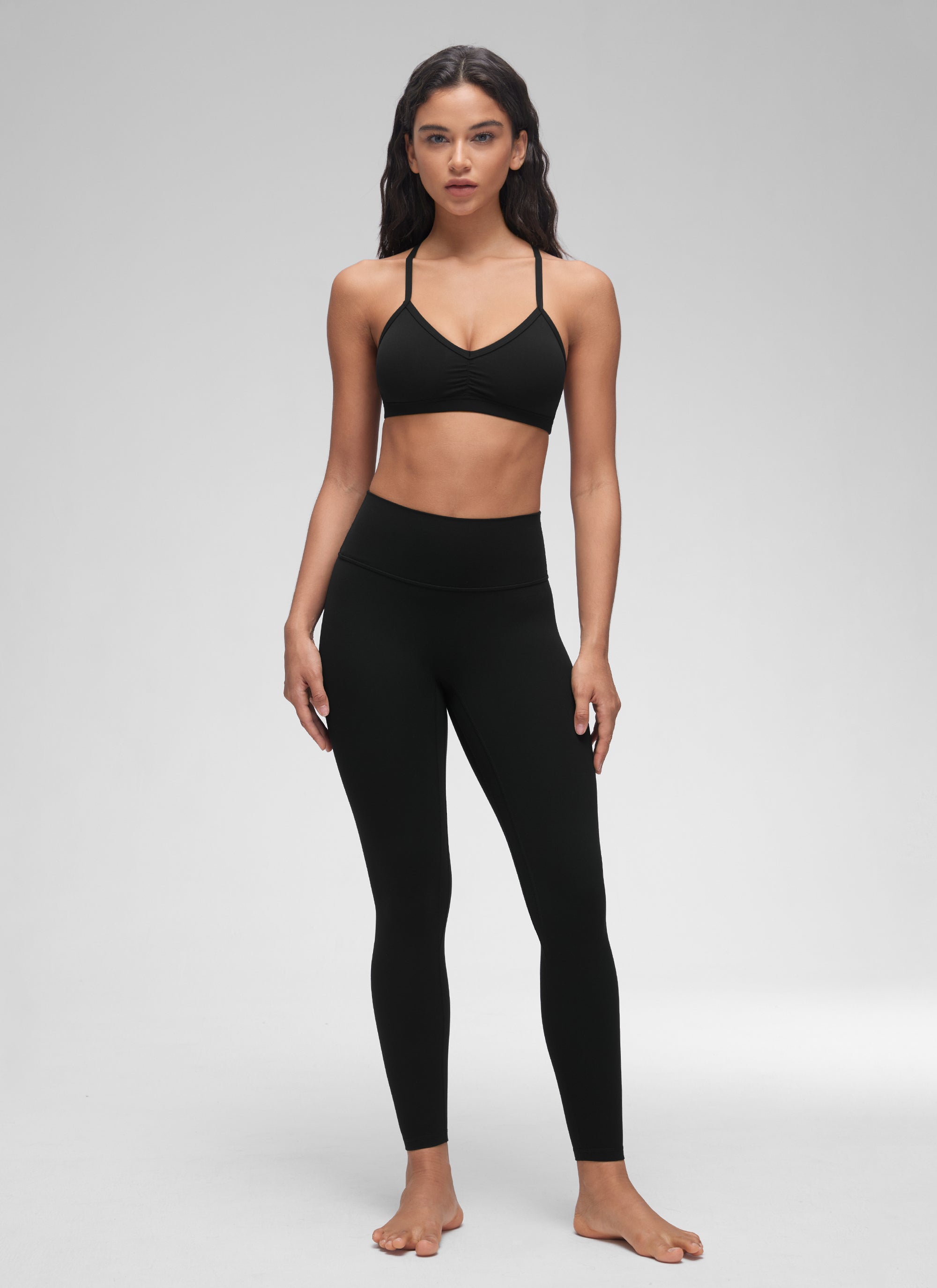 CRZ YOGA Damen Butterluxe Y-Rücken Gepolstert Sport BH Schwarz