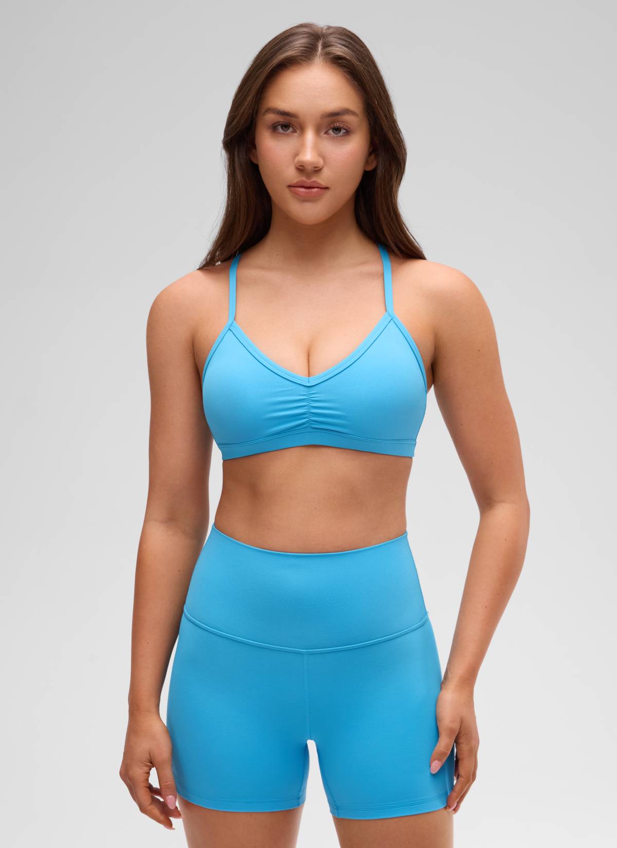 CRZ YOGA Damen Butterluxe Y-Rücken Gepolstert Sport BH Kajak Blau