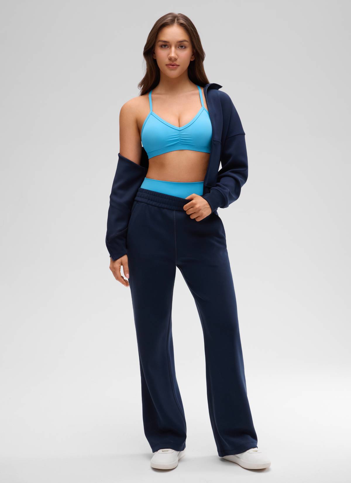 CRZ YOGA Damen Butterluxe Y-Rücken Gepolstert Sport BH Kajak Blau