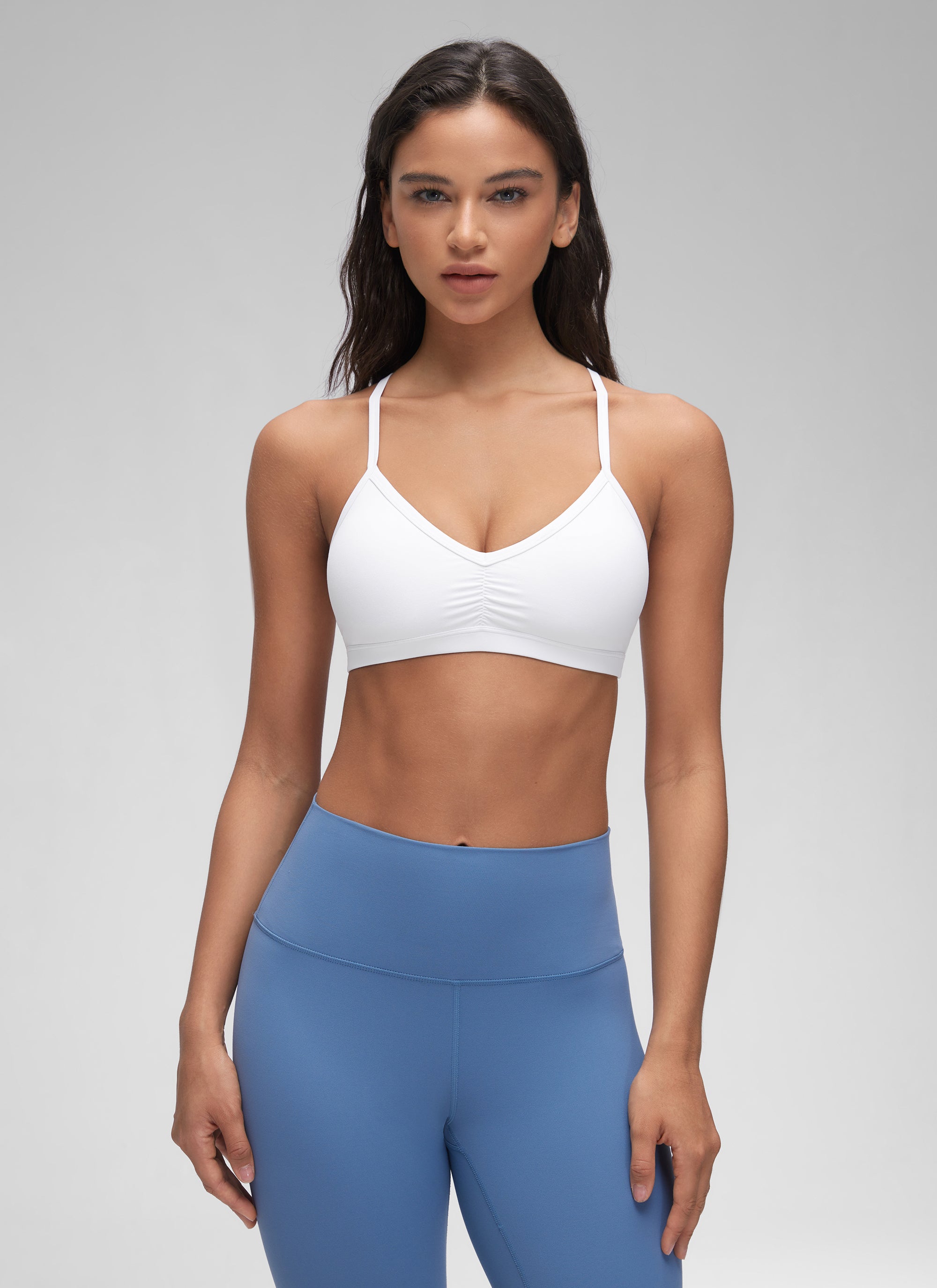 CRZ YOGA Damen Butterluxe Y-Rücken Gepolstert Sport BH Weiss
