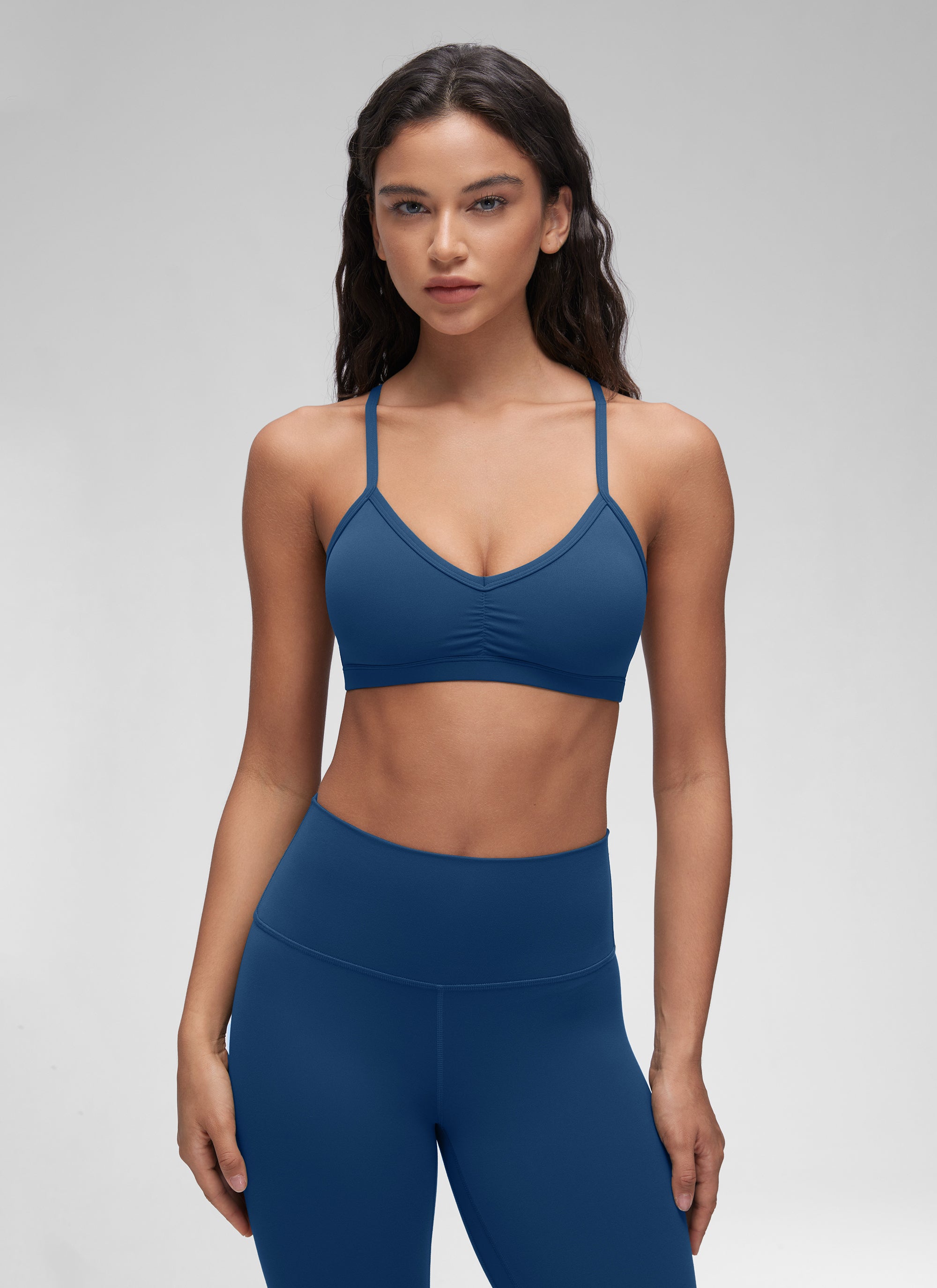 CRZ YOGA Damen Butterluxe Y-Rücken Gepolstert Sport BH FRANZÖSISCHE MARINE