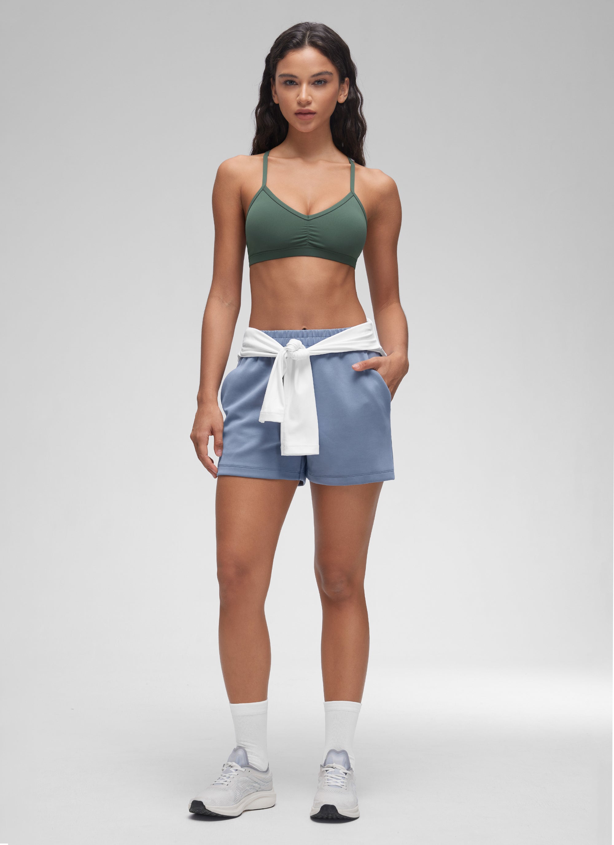 CRZ YOGA Damen Butterluxe Y-Rücken Gepolstert Sport BH Dunkles Waldgrün