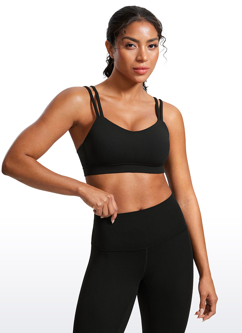 CRZ YOGA Damen Butterluxe V-Ausschnitt Molded Sports Ohne Bügel Schwarz
