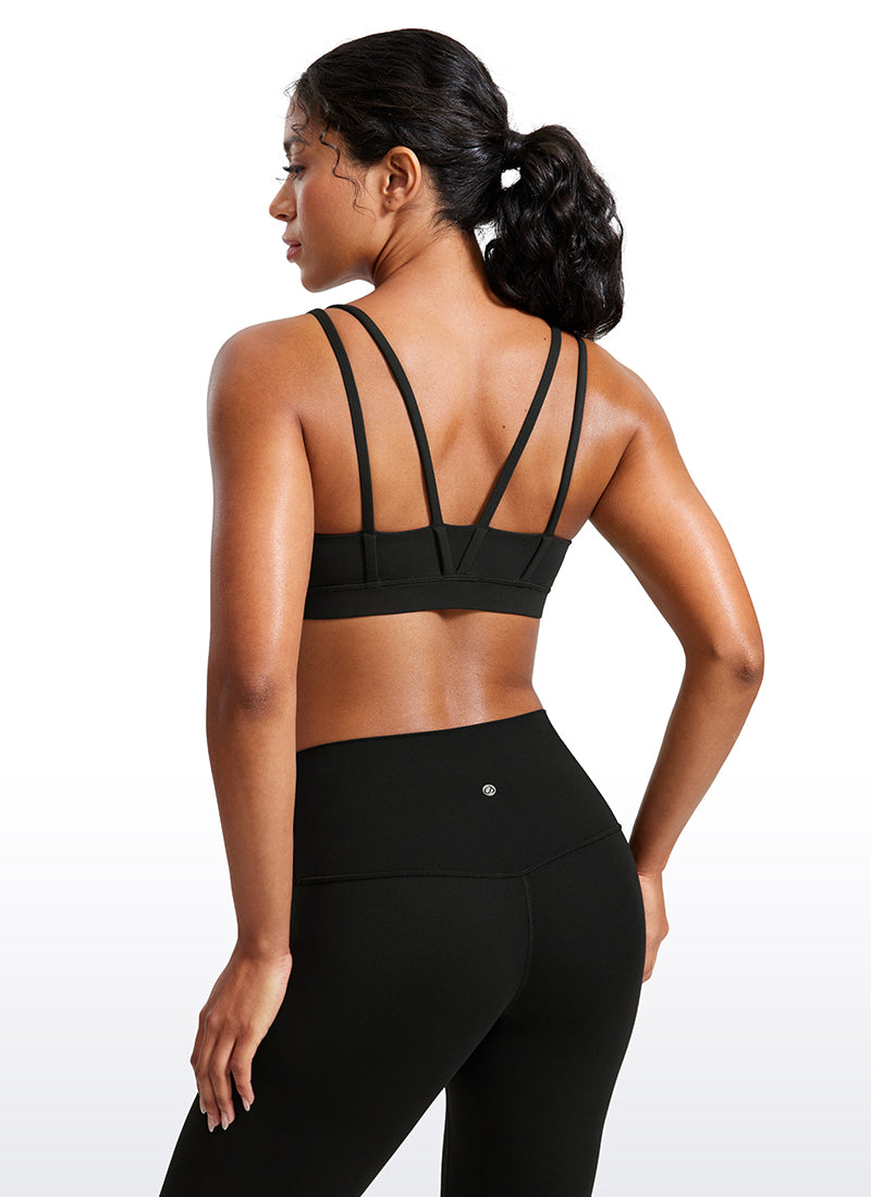CRZ YOGA Damen Butterluxe V-Ausschnitt Molded Sports Ohne Bügel Schwarz