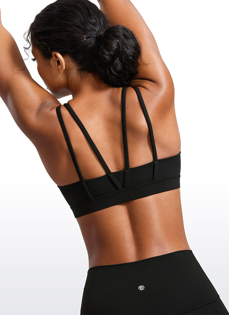 CRZ YOGA Damen Butterluxe V-Ausschnitt Molded Sports Ohne Bügel Schwarz