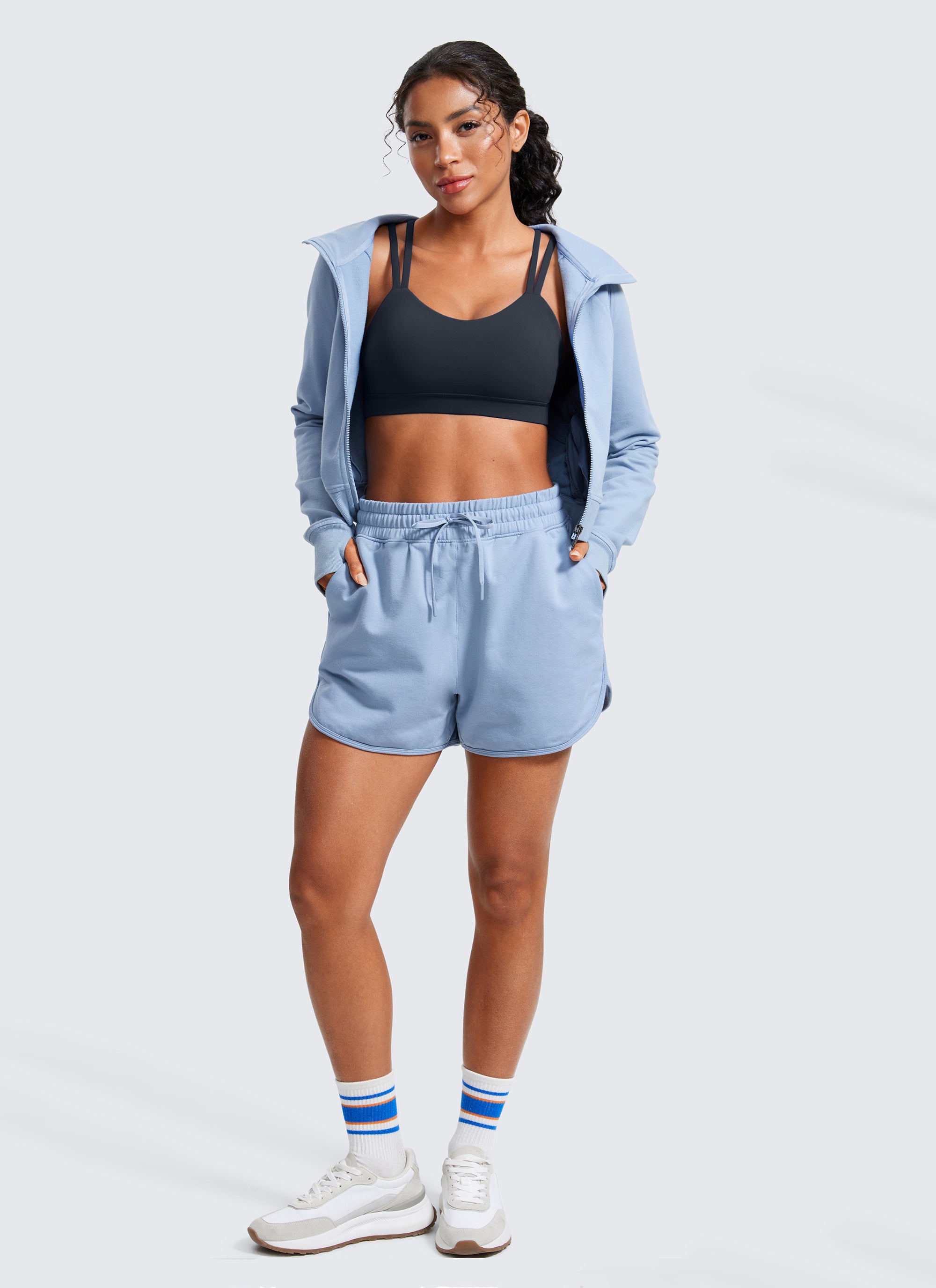CRZ YOGA Damen Butterluxe V-Ausschnitt Molded Sports Ohne Bügel Echte Marine