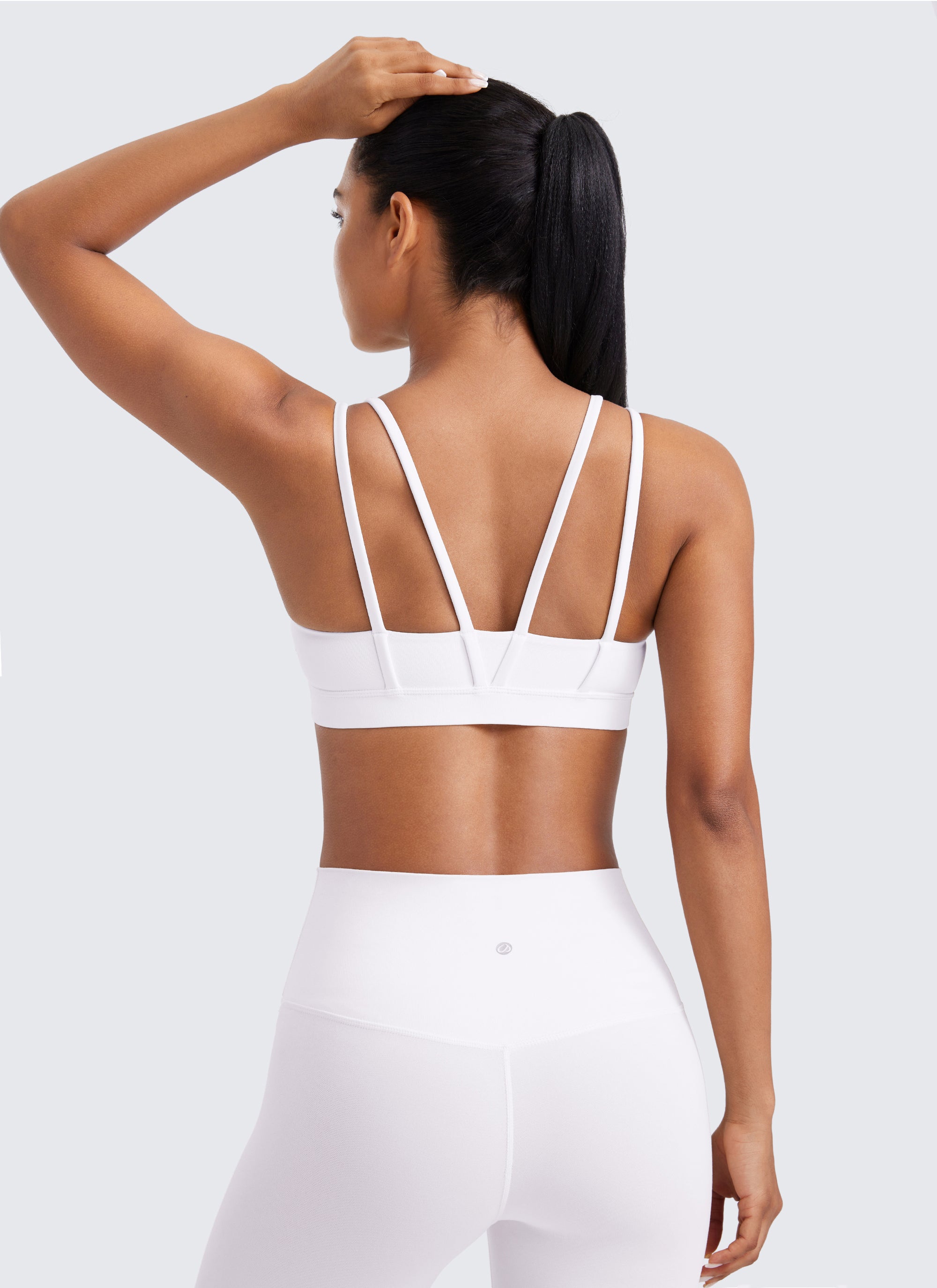 CRZ YOGA Damen Butterluxe V-Ausschnitt Molded Sports Ohne Bügel Weiss