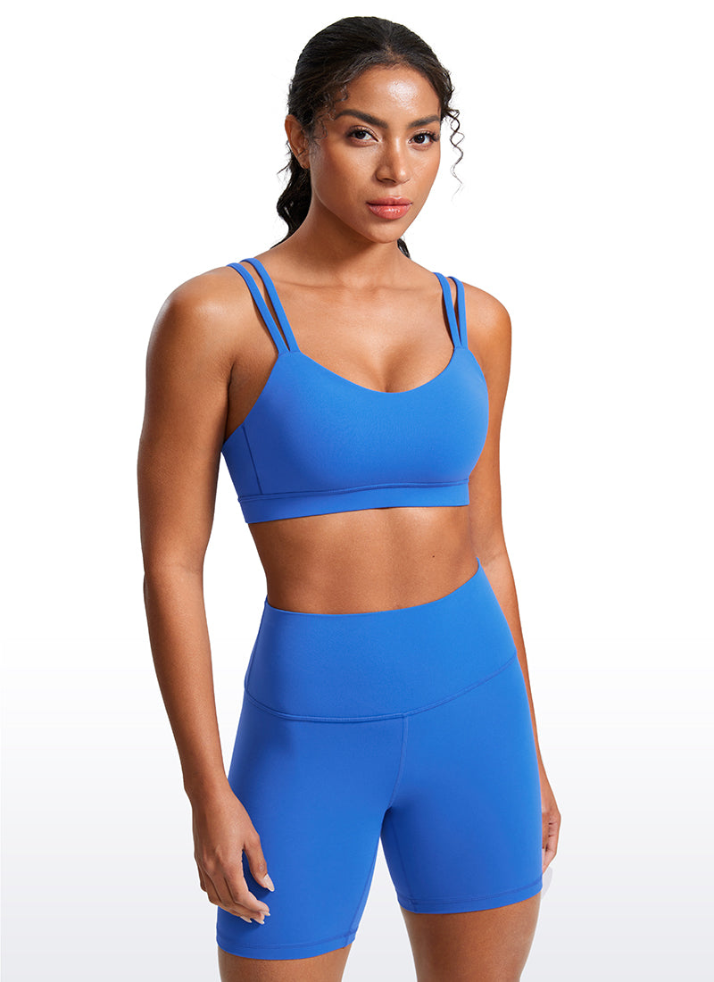 CRZ YOGA Damen Butterluxe V-Ausschnitt Molded Sports Ohne Bügel Funkelndes Blau