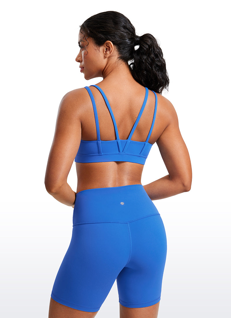 CRZ YOGA Damen Butterluxe V-Ausschnitt Molded Sports Ohne Bügel Funkelndes Blau