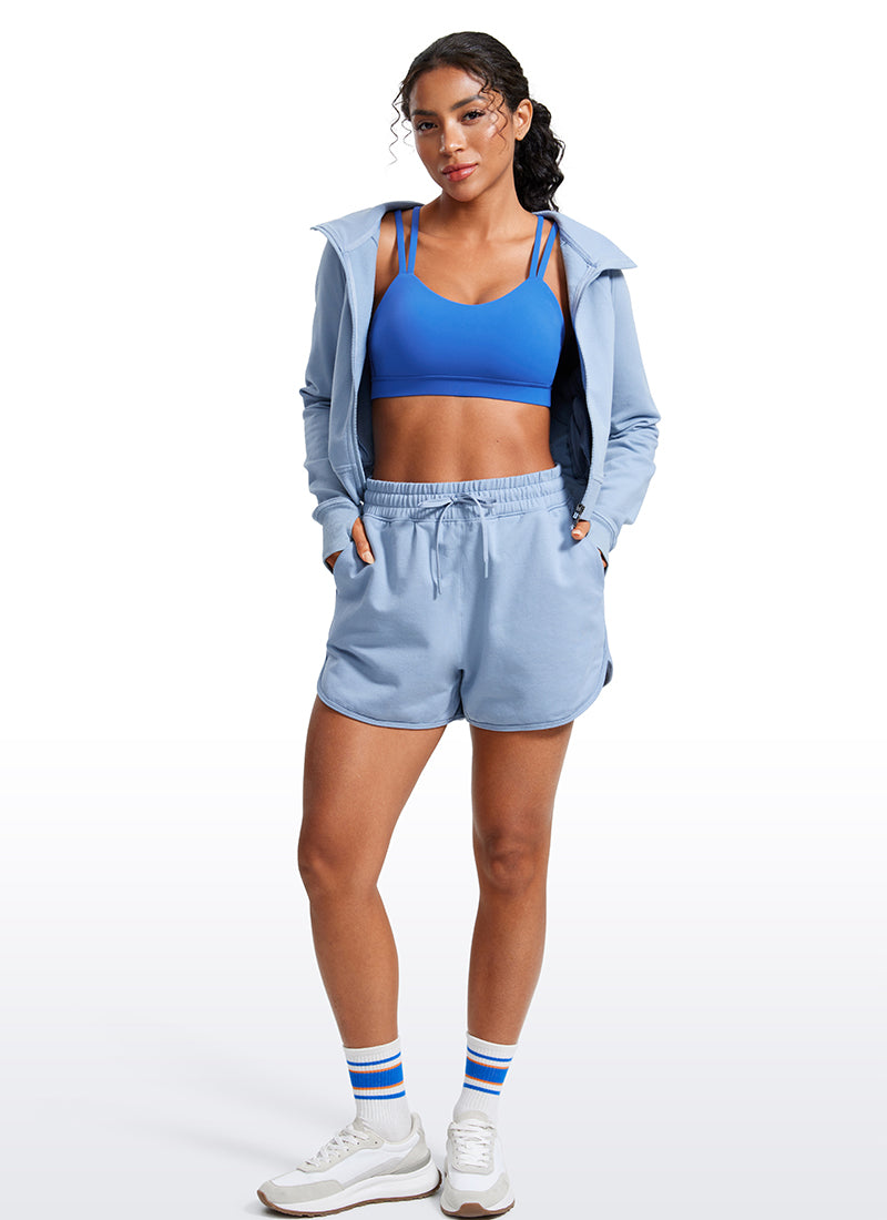CRZ YOGA Damen Butterluxe V-Ausschnitt Molded Sports Ohne Bügel Funkelndes Blau