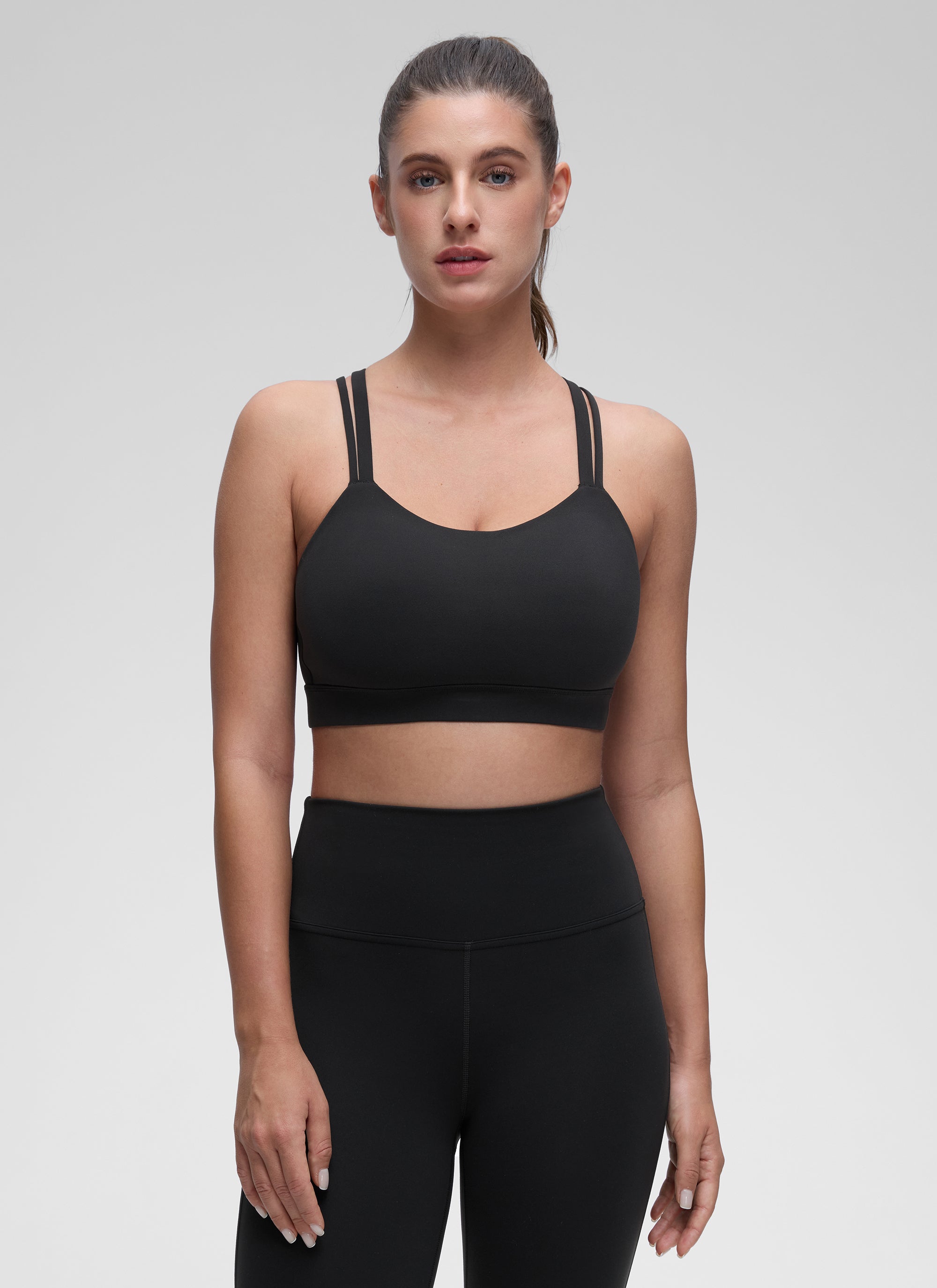 CRZ YOGA Damen Butterluxe Softness Mold U-Ausschnitt Sports BH Schwarz