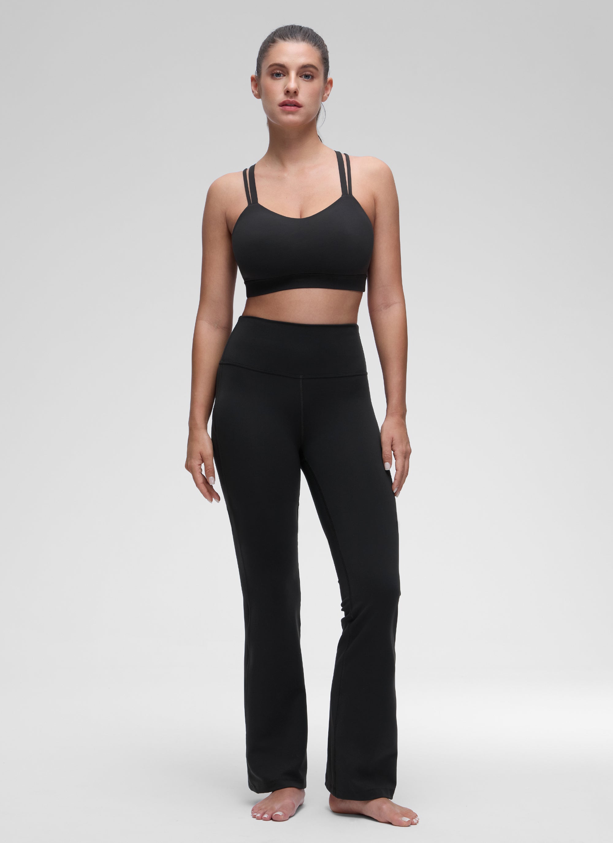 CRZ YOGA Damen Butterluxe Softness Mold U-Ausschnitt Sports BH Schwarz