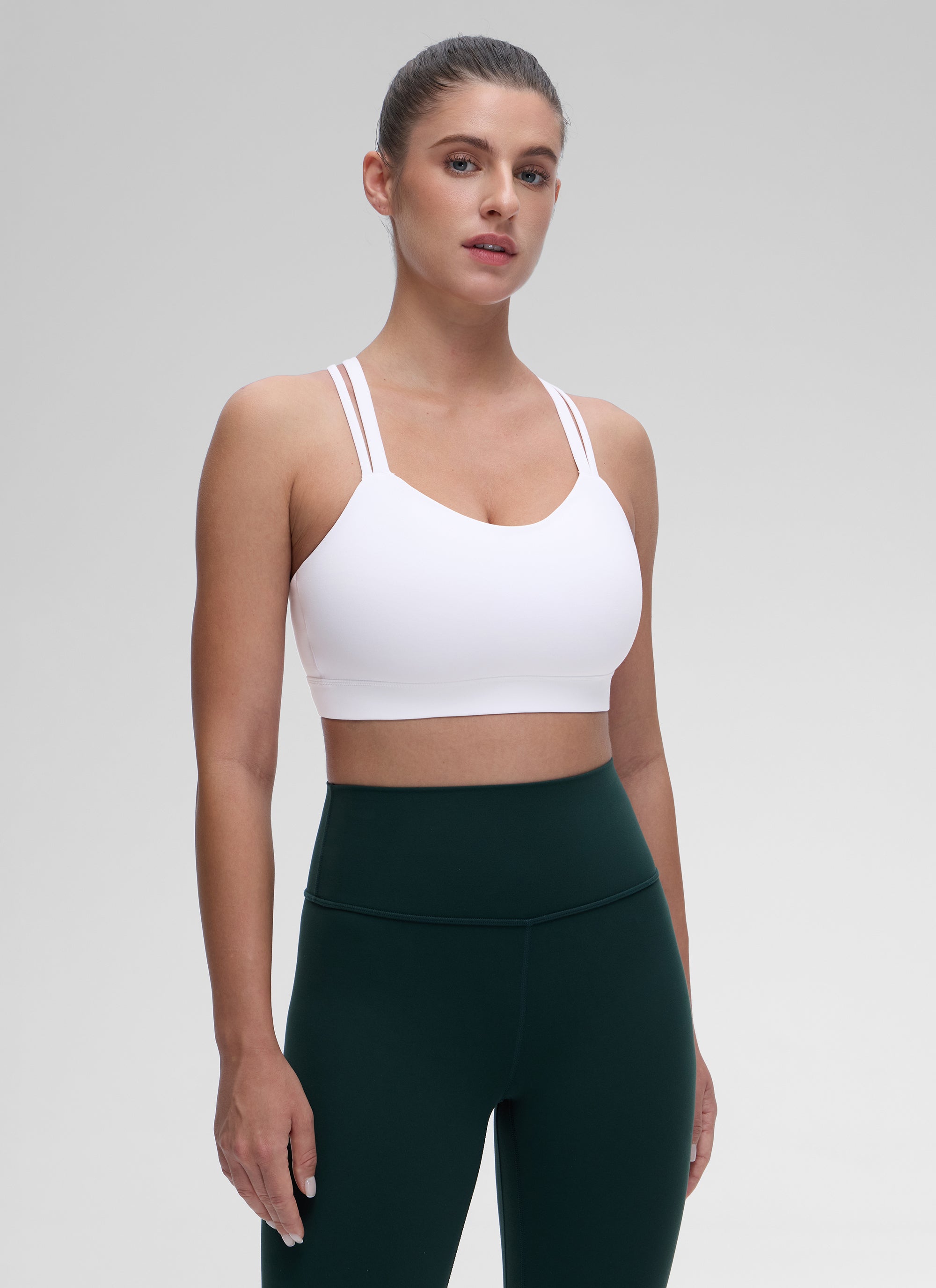CRZ YOGA Damen Butterluxe Softness Mold U-Ausschnitt Sports BH Weiss
