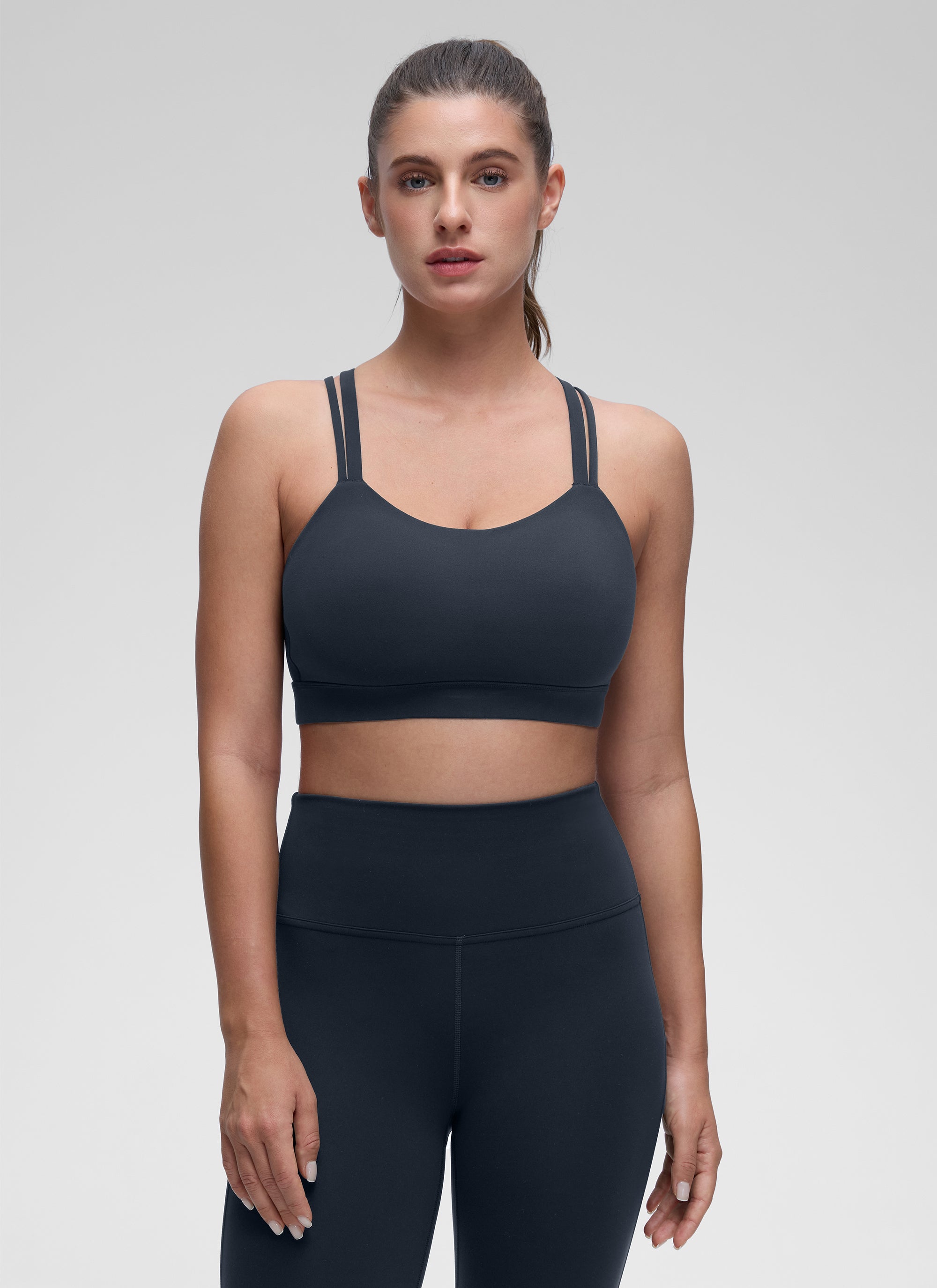 CRZ YOGA Damen Butterluxe Softness Mold U-Ausschnitt Sports BH Echte Marine
