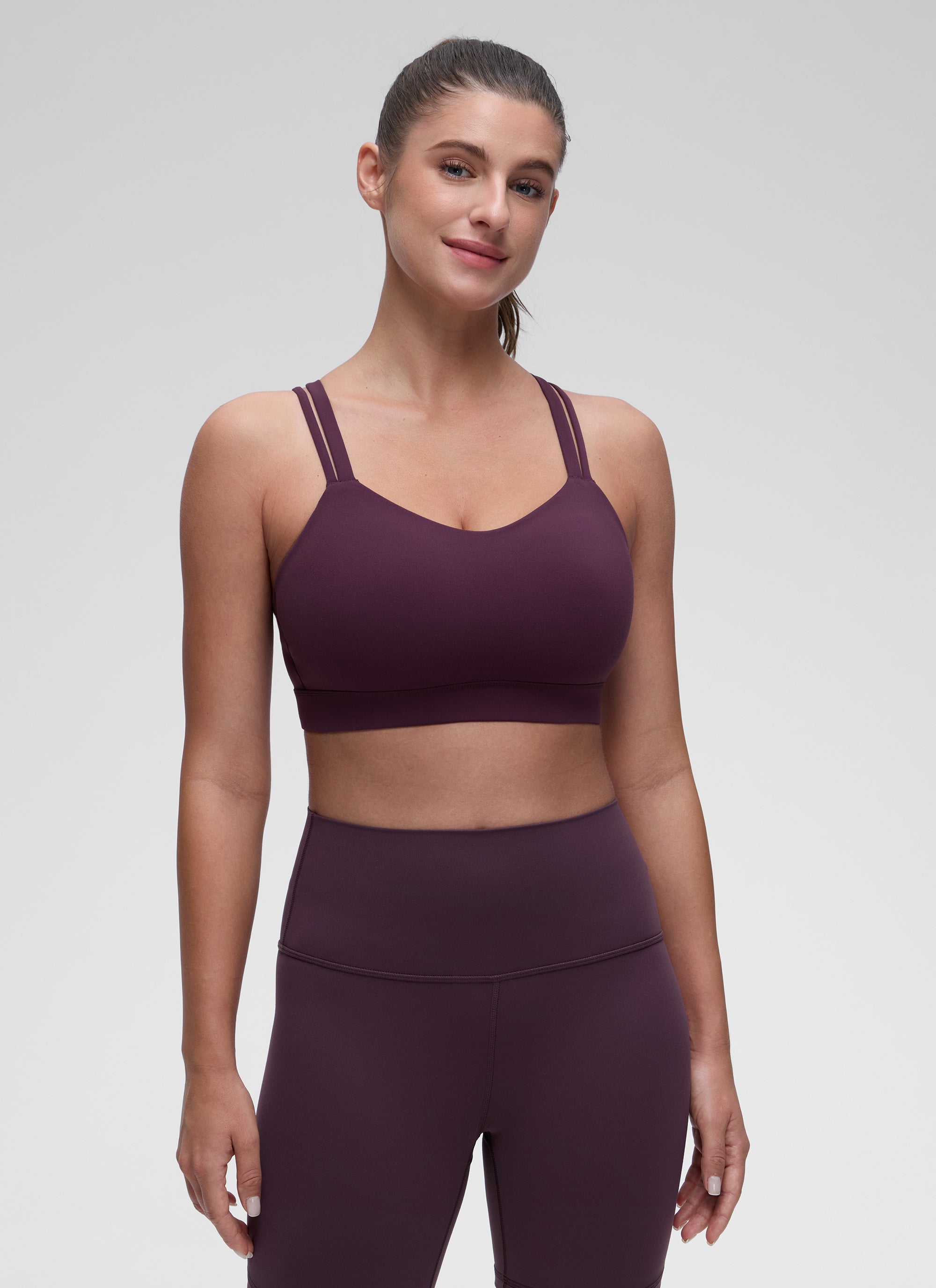 CRZ YOGA Damen Butterluxe Softness Mold U-Ausschnitt Sports BH Dunkellila