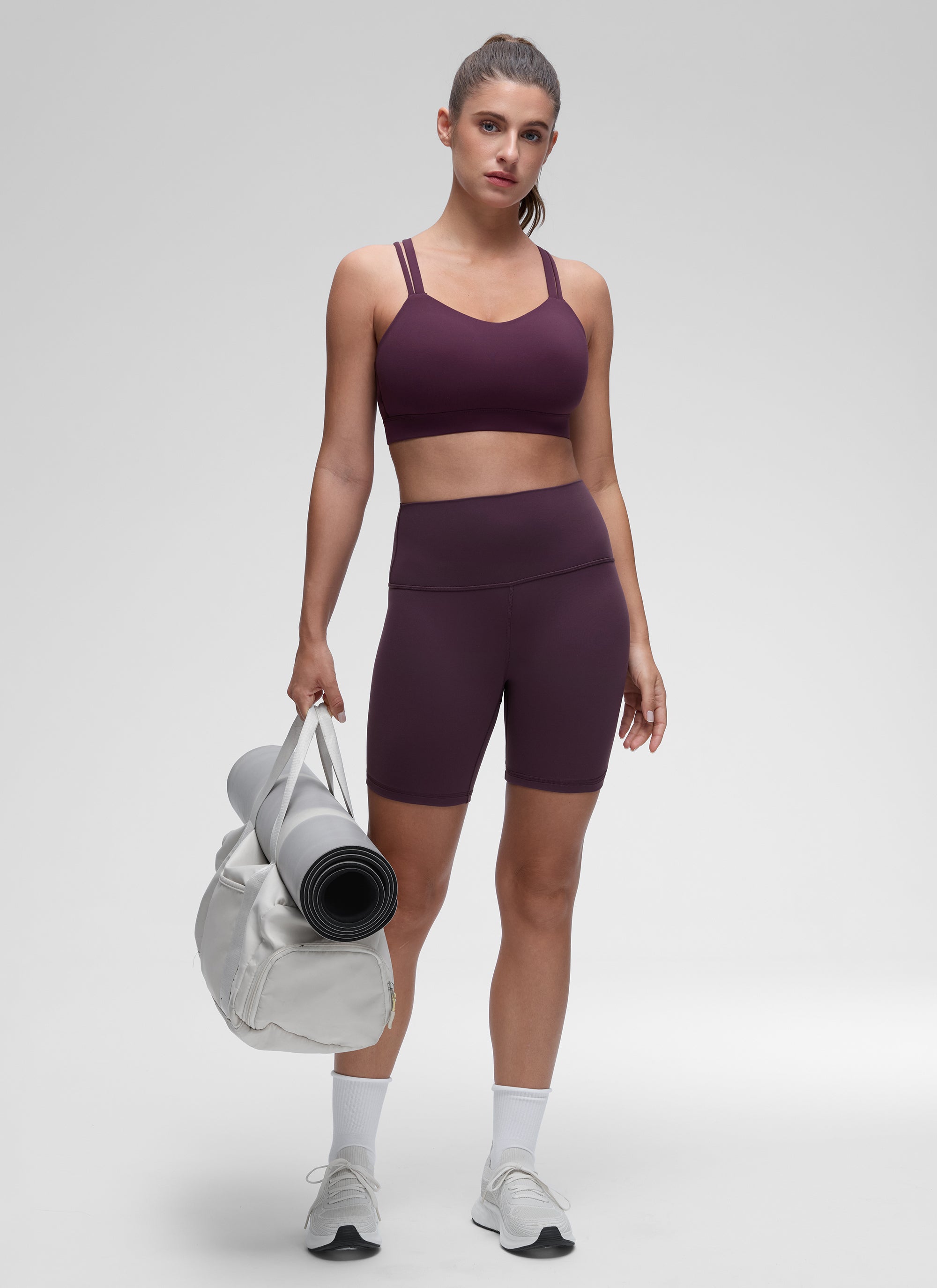 CRZ YOGA Damen Butterluxe Softness Mold U-Ausschnitt Sports BH Dunkellila