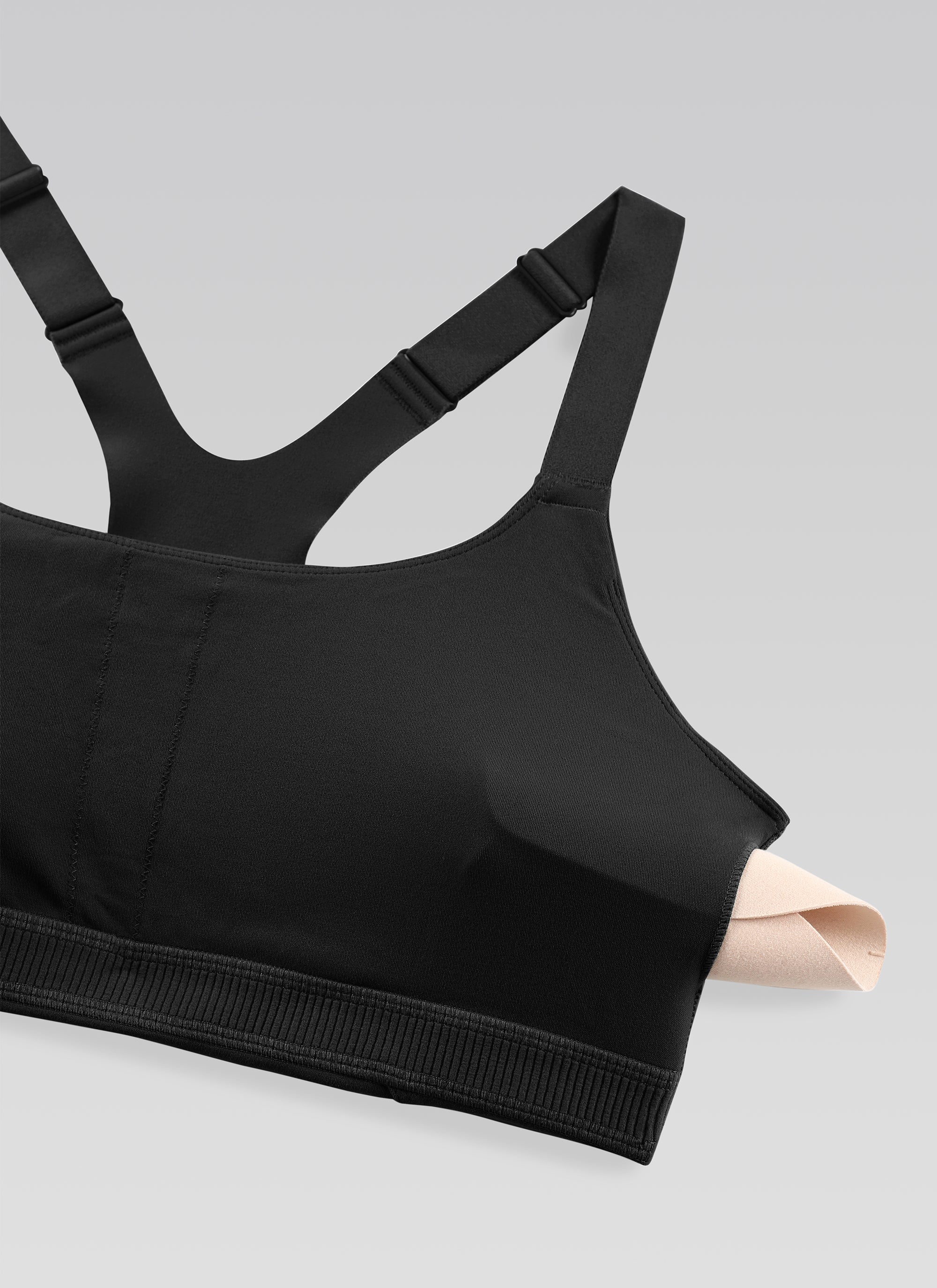 CRZ YOGA Women's Gym Top Butterlift Scoop Neck Bra Adjustable Straps Schwarz