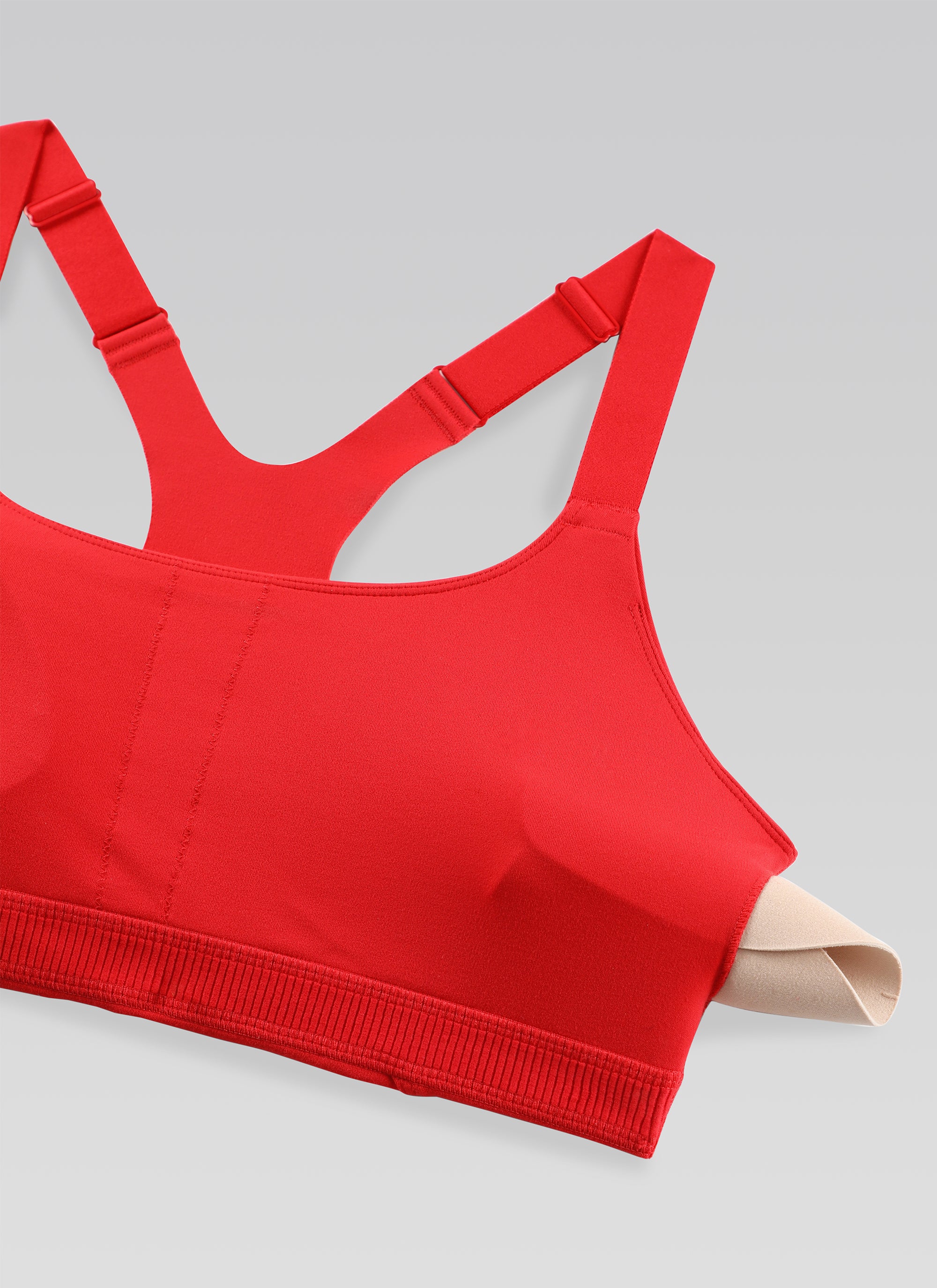 CRZ YOGA Women's Gym Top Butterlift Scoop Neck Bra Adjustable Straps Tiefrot