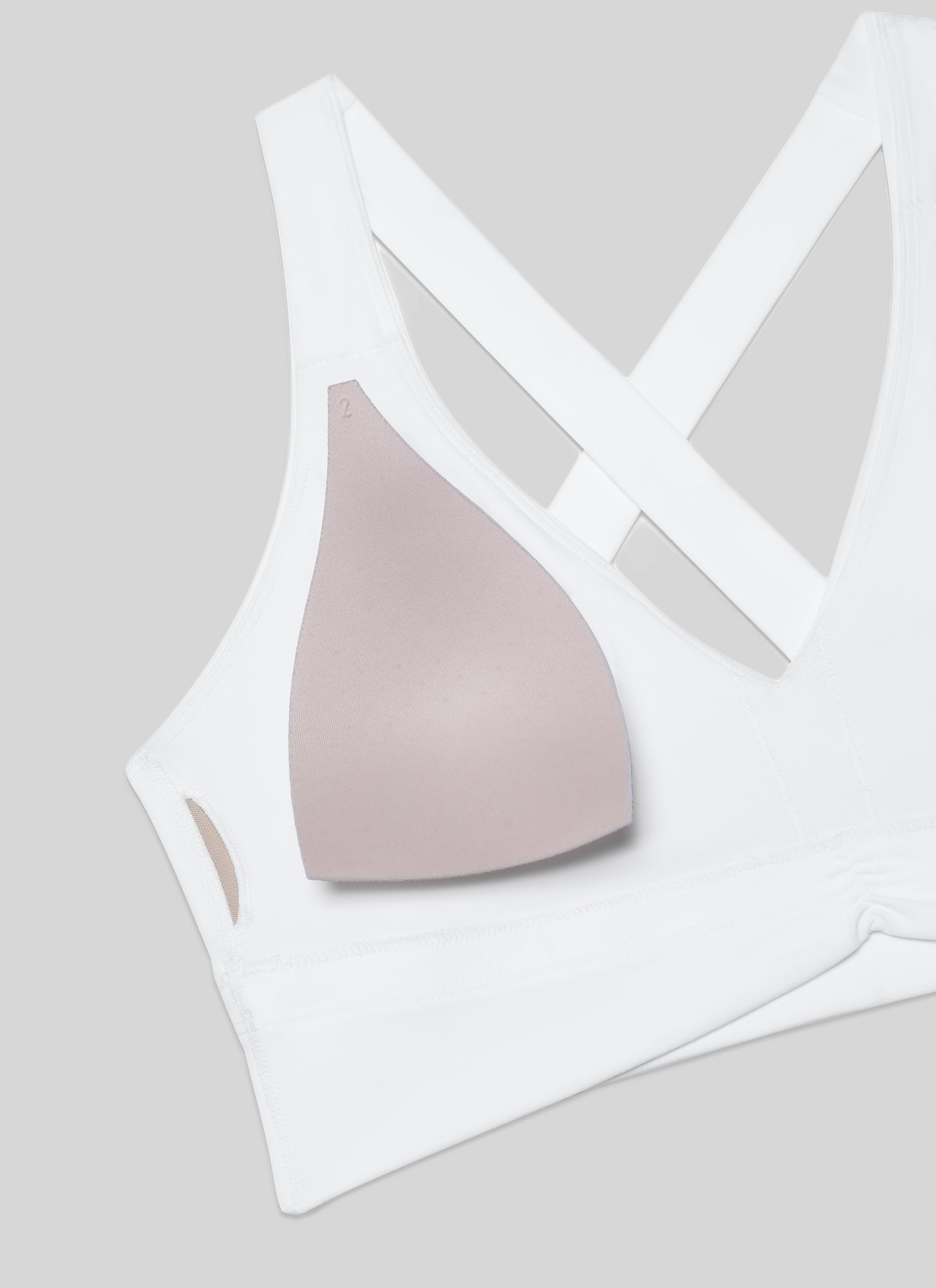 CRZ YOGA Damen Butterluxe Gerüscht V-Ausschnitt Longline Sports BH Weiss