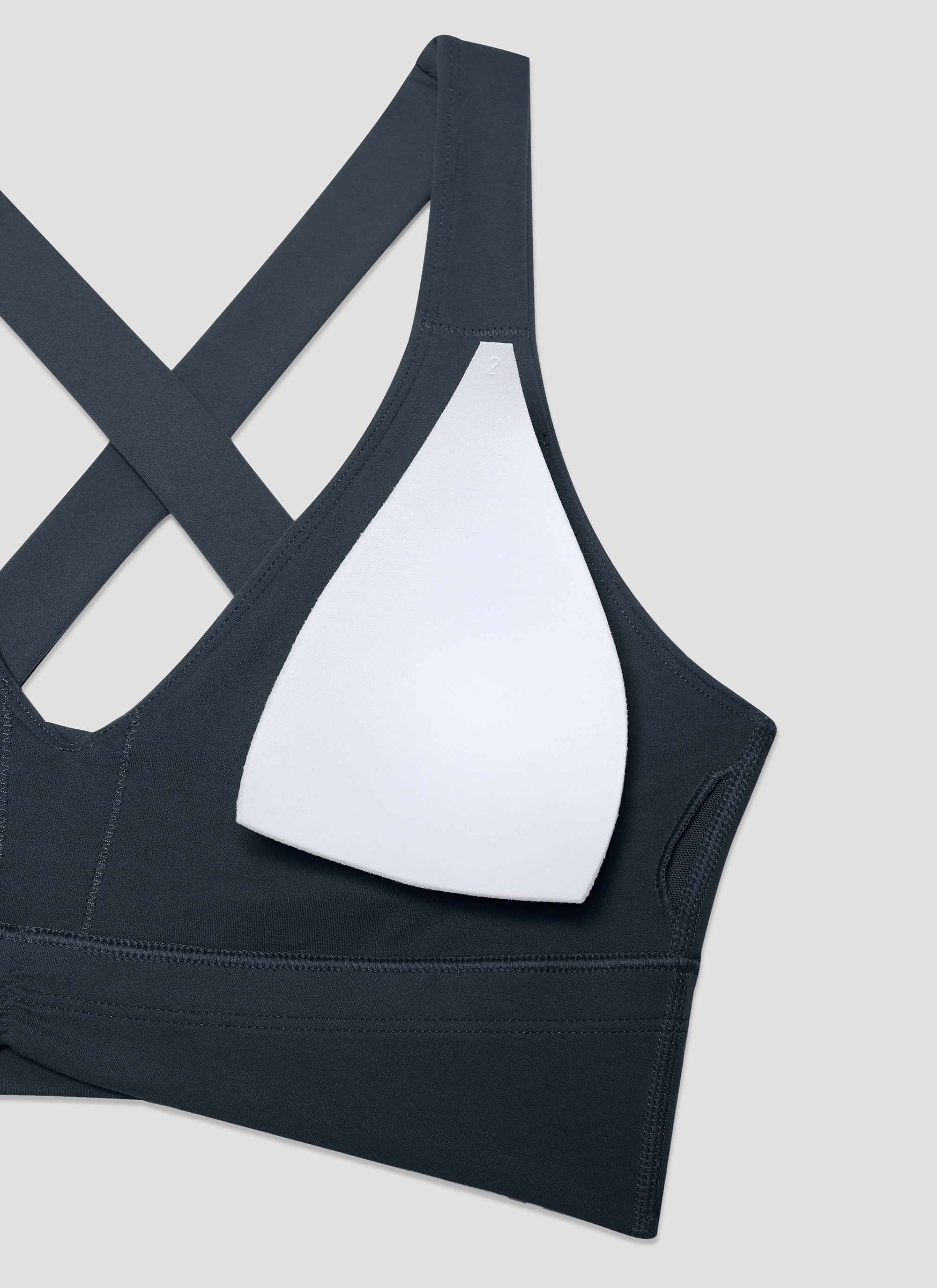 CRZ YOGA Damen Butterluxe Gerüscht V-Ausschnitt Longline Sports BH Echte Marine
